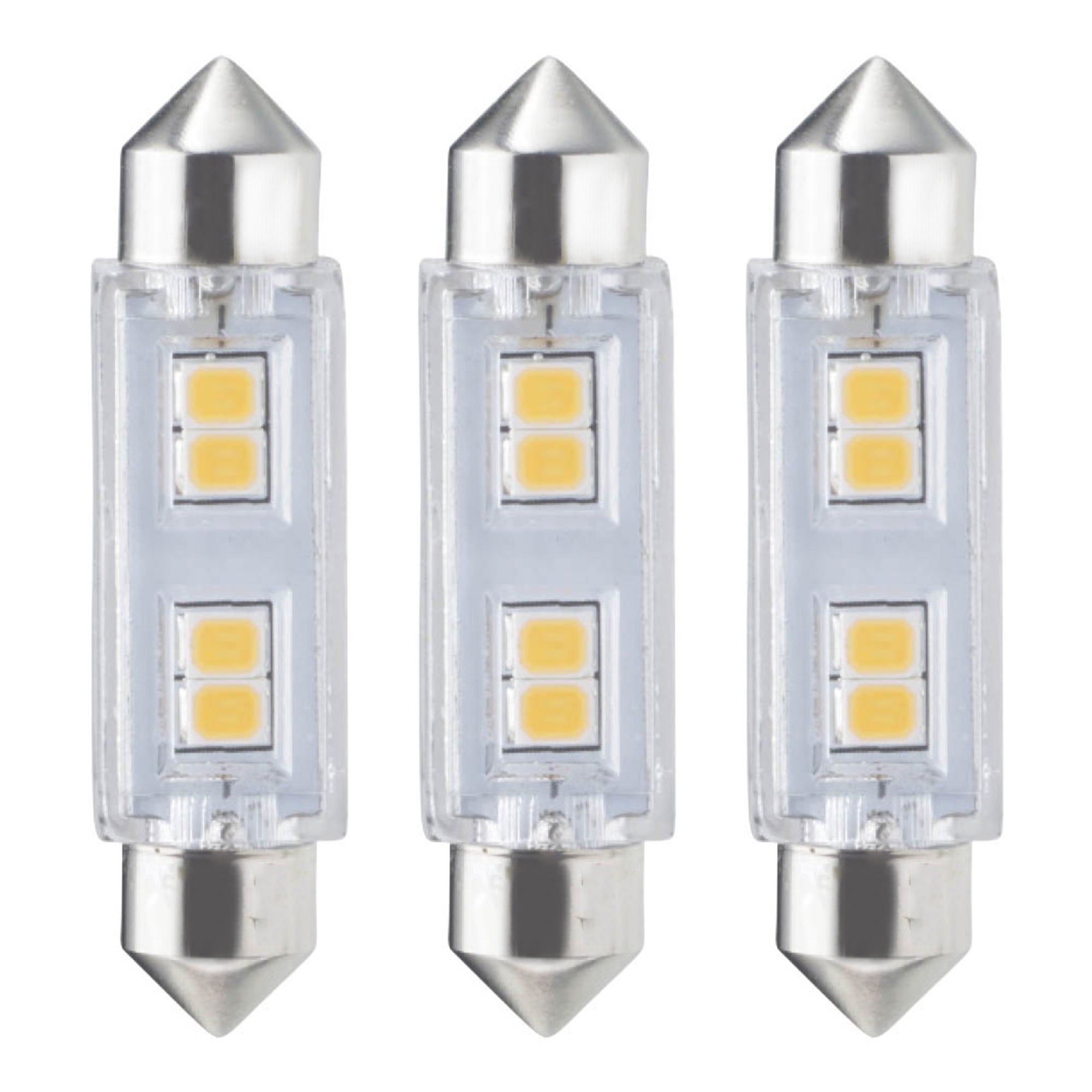 T3 0.8W Non-Dimmable Clear LED Light Bulb with FESTOON Base, 3000K, 55 Lumens, 24V, 3-Pack
