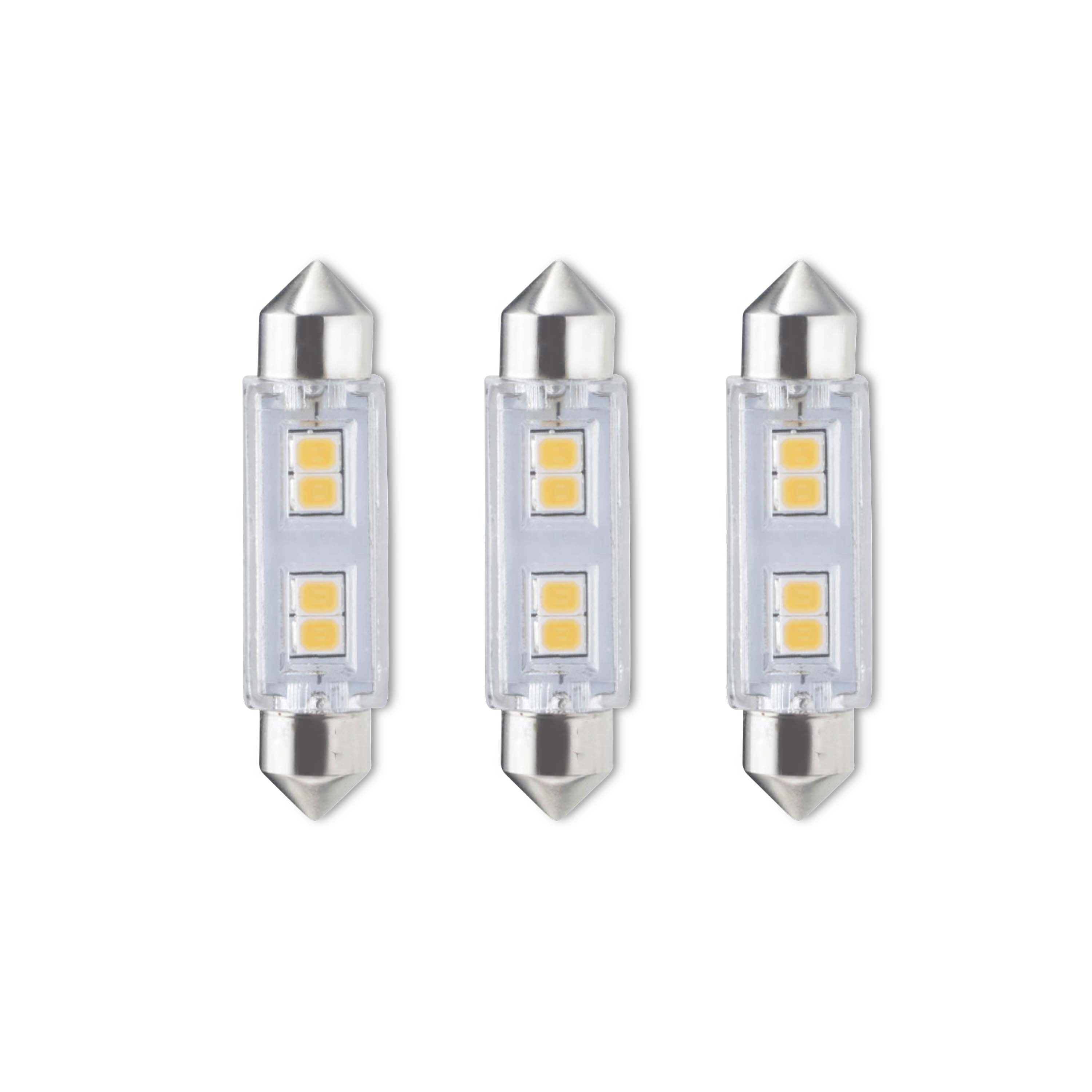 T3 0.8W Non-Dimmable Clear LED Light Bulb with FESTOON Base, 2700K, 55 Lumens, 24V, 3-Pack