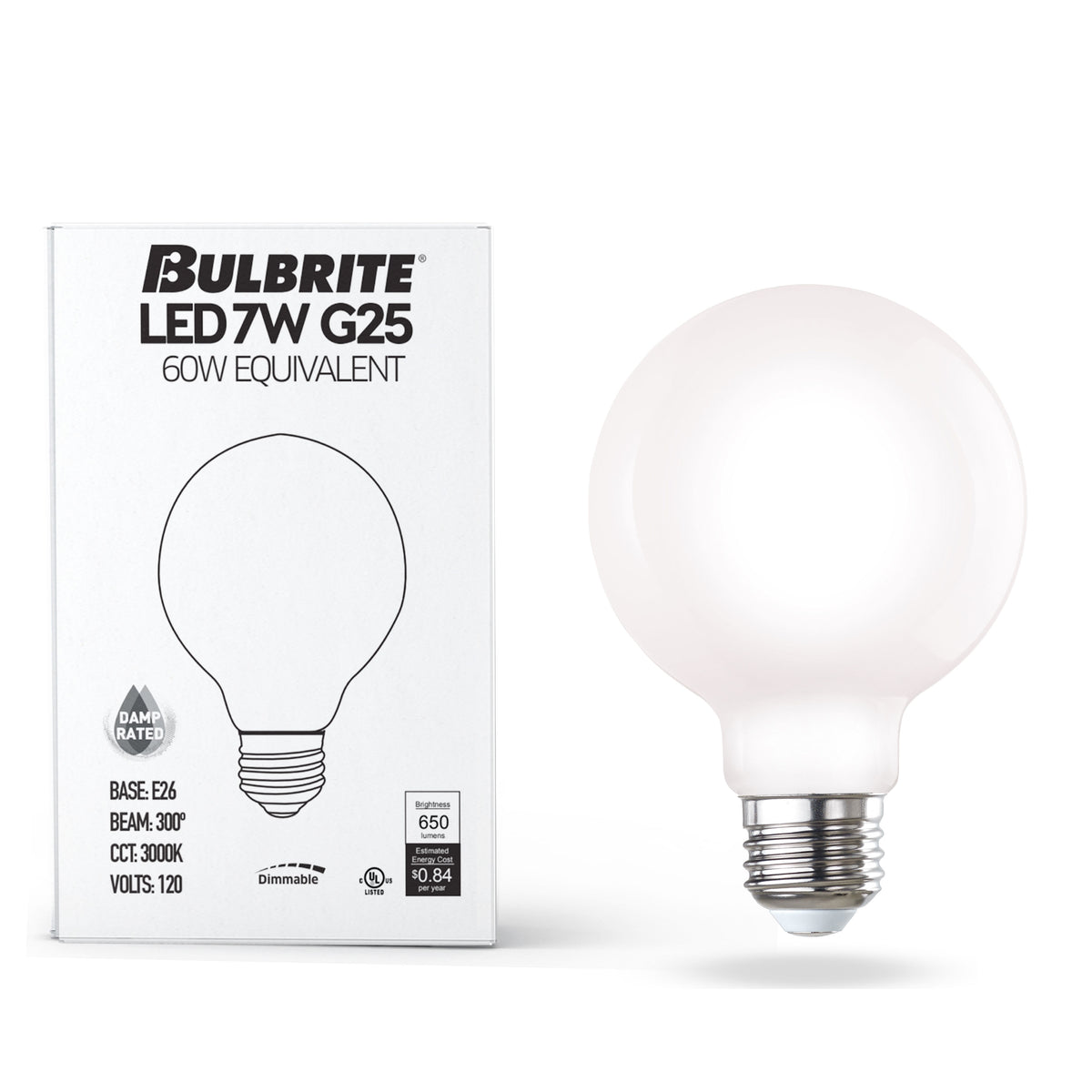 G25 7.6W Dimmable Milky Filament LED Light Bulb with E26 Base, 3000K, 800 Lumens, 8-Pack