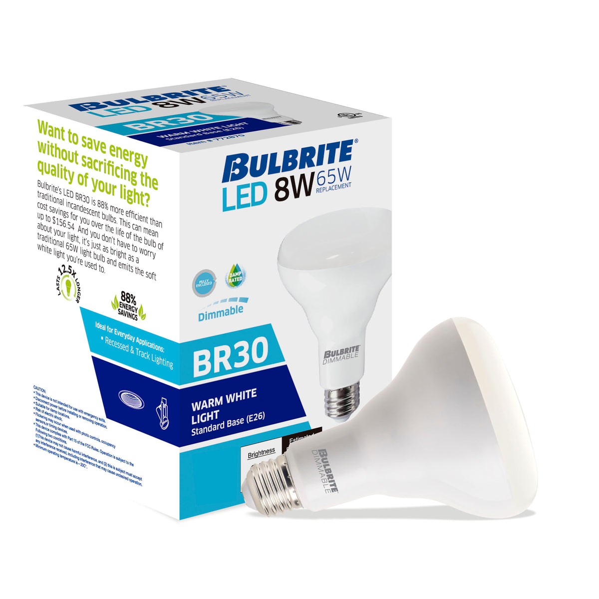 BR30 Dimmable Frost Filament LED Light Bulb with E26 Base, 2700K, 650 Lumens, 4-Pack