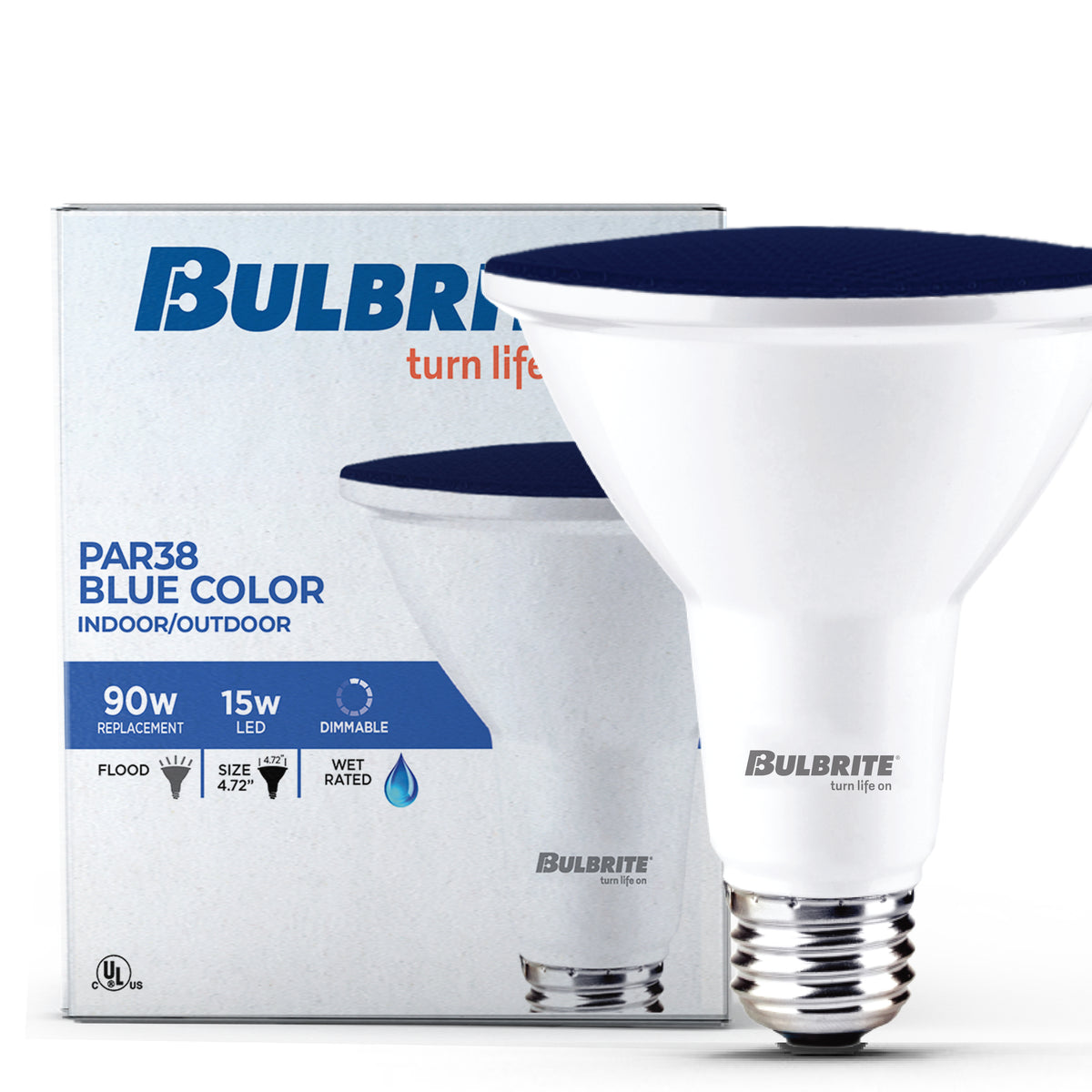 PAR38 15W Dimmable Blue LED Light Bulb with E26 Base, Very Wide Flood, 2-Pack