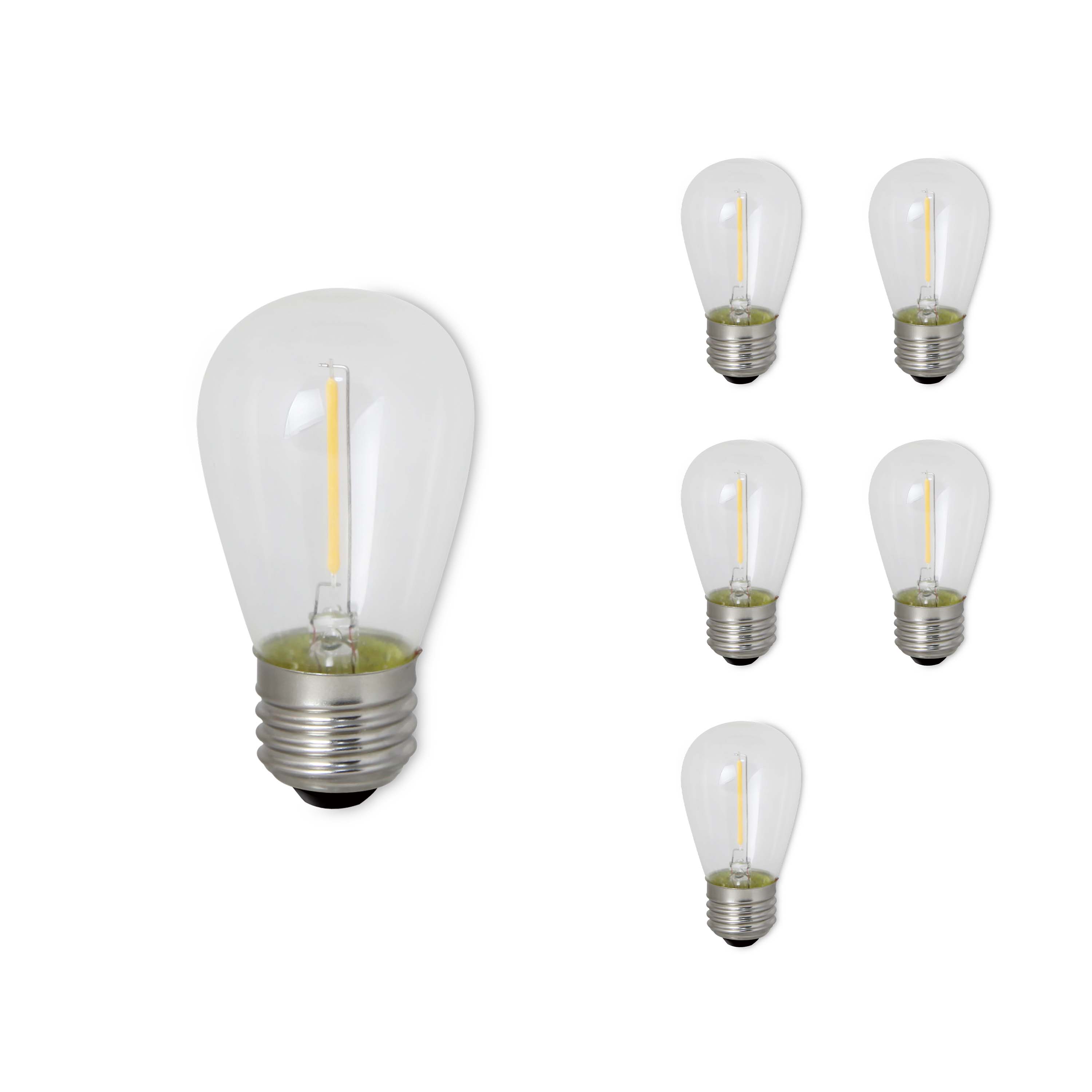 S14 0.7W Non-Dimmable Clear Filament LED Light Bulb with E26 Base, 2700K, 75 Lumens, 6-Pack