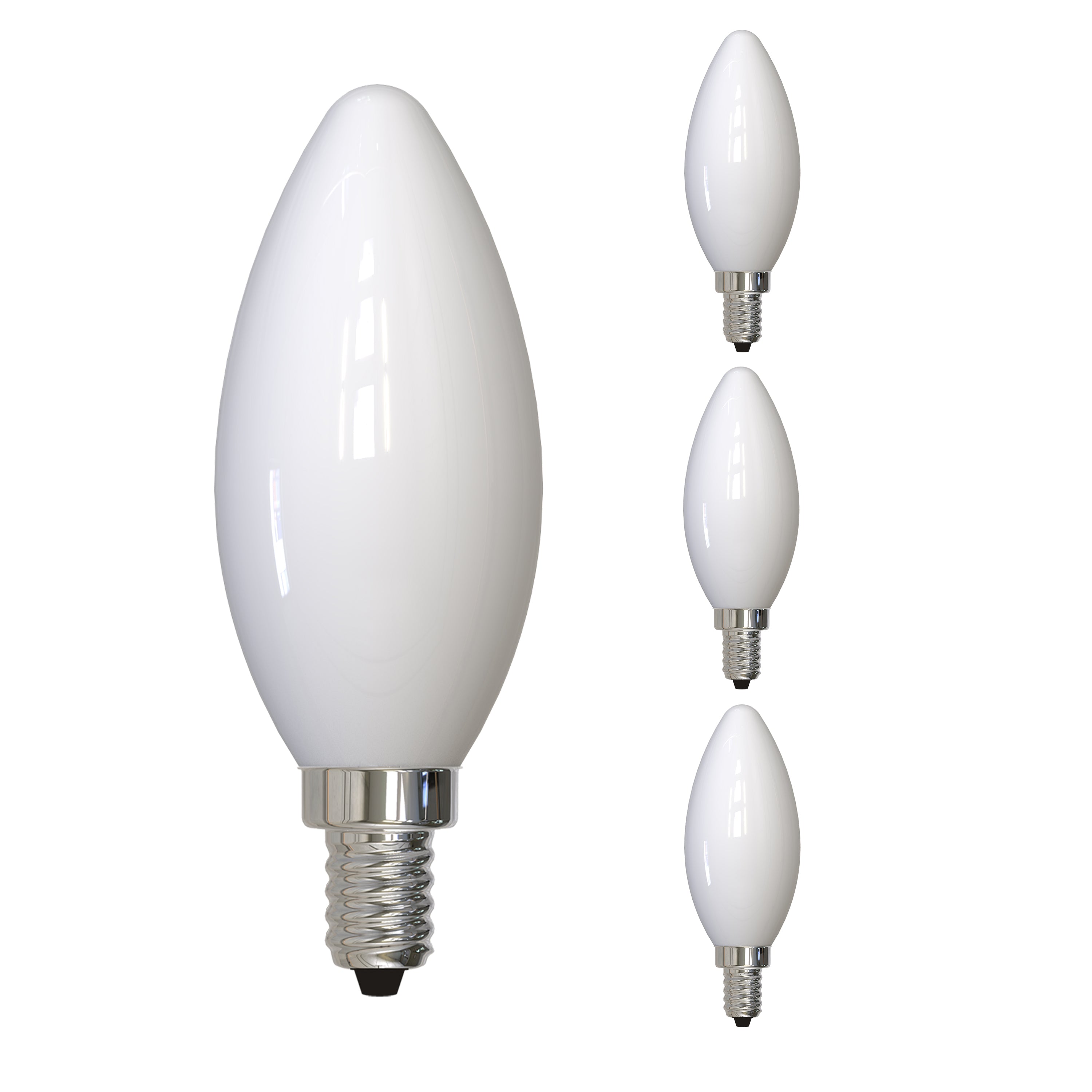 B11 5W Dimmable Milky Filament LED Light Bulb with E12 Base, 4000K, 500 Lumens, 4-Pack