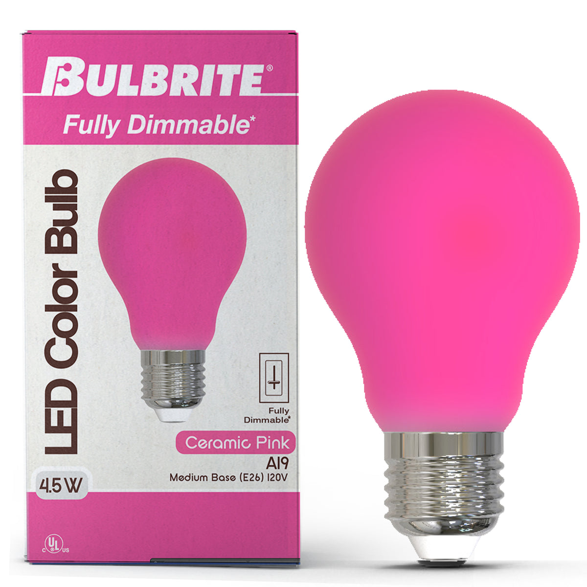 A19 4.5W Dimmable Pink Filament LED Light Bulb with E26 Base, 10-Pack