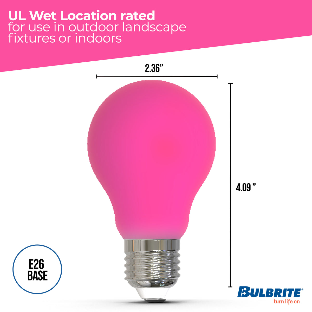 A19 4.5W Dimmable Pink Filament LED Light Bulb with E26 Base, 10-Pack