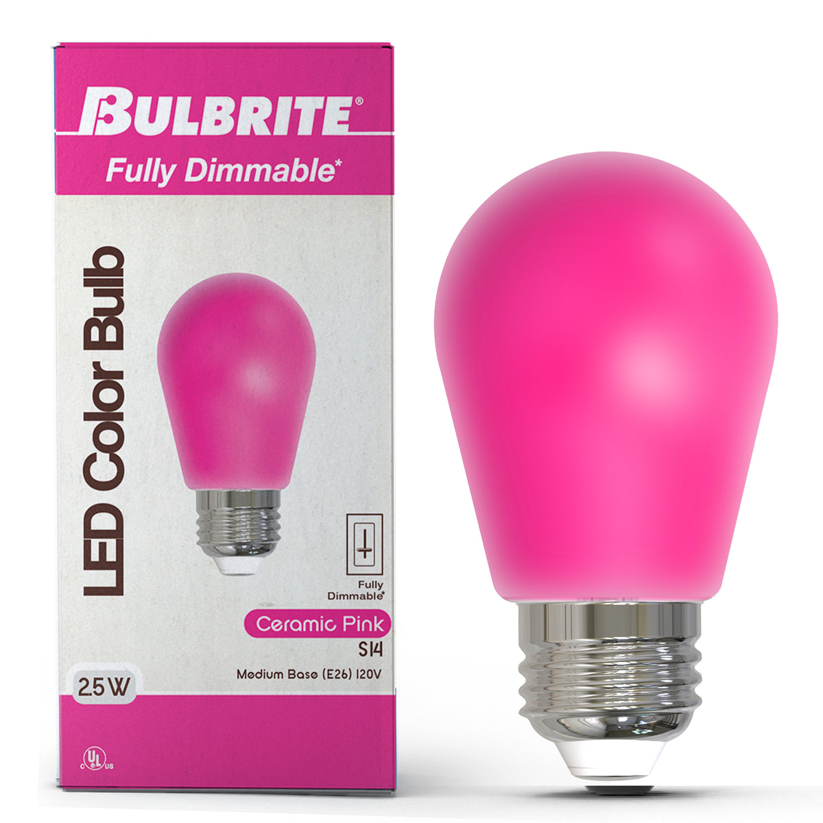 S14 2.5W Dimmable Pink Filament LED Light Bulb with E26 Base, 10-Pack