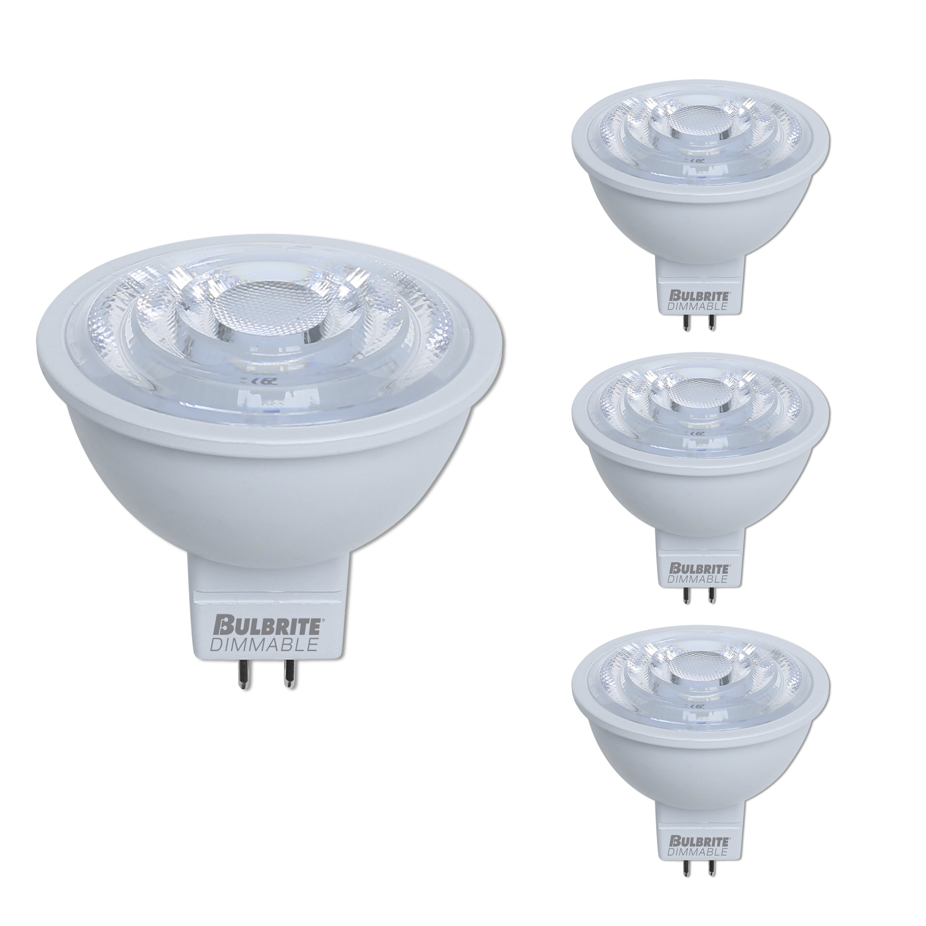 MR16 Dimmable White LED Light Bulb with GU5.3 Base, 3000K, 500 Lumens, 4-Pack