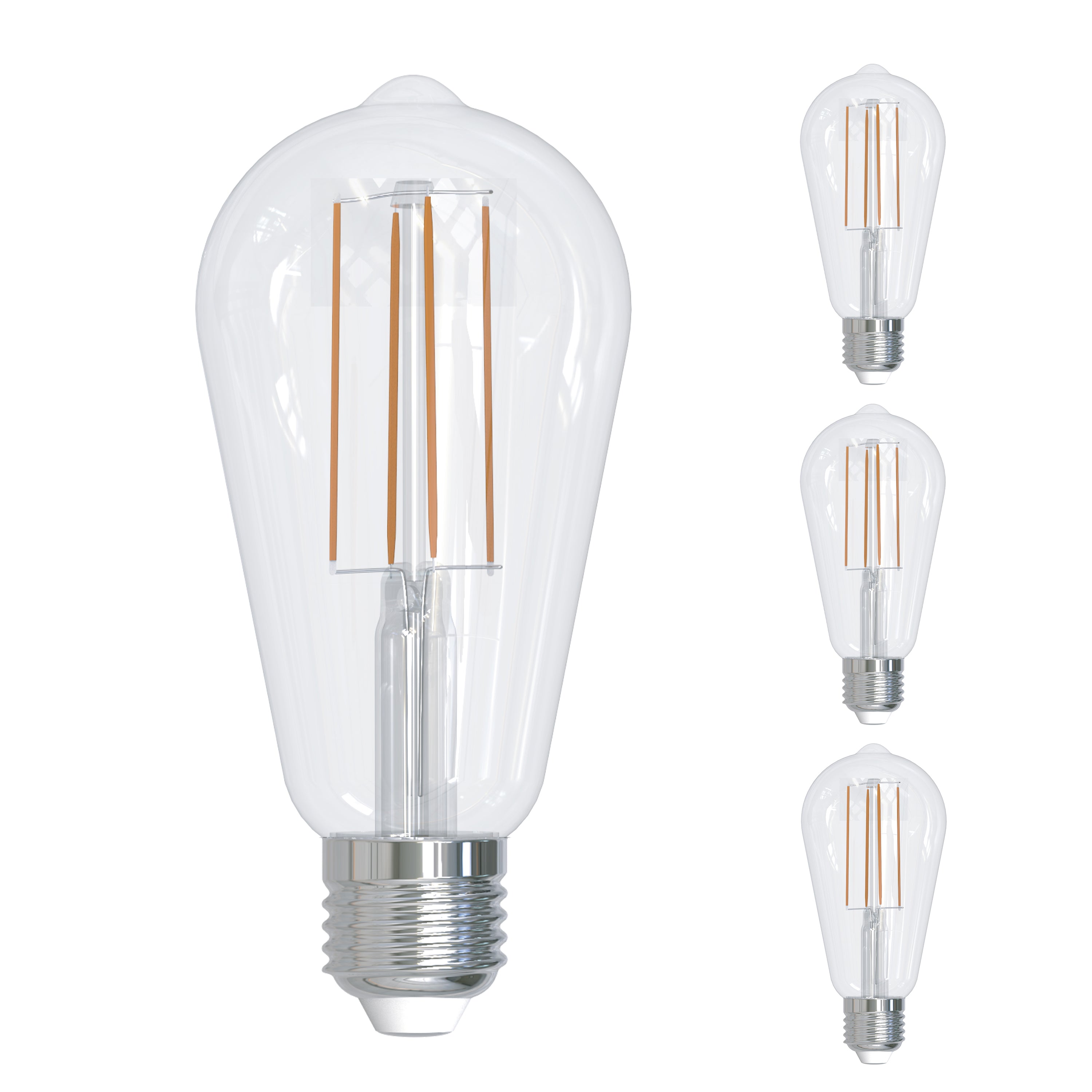 ST18 4.5W Dimmable Clear Filament LED Light Bulb with E26 Base, 2700K, 450 Lumens, 4-Pack