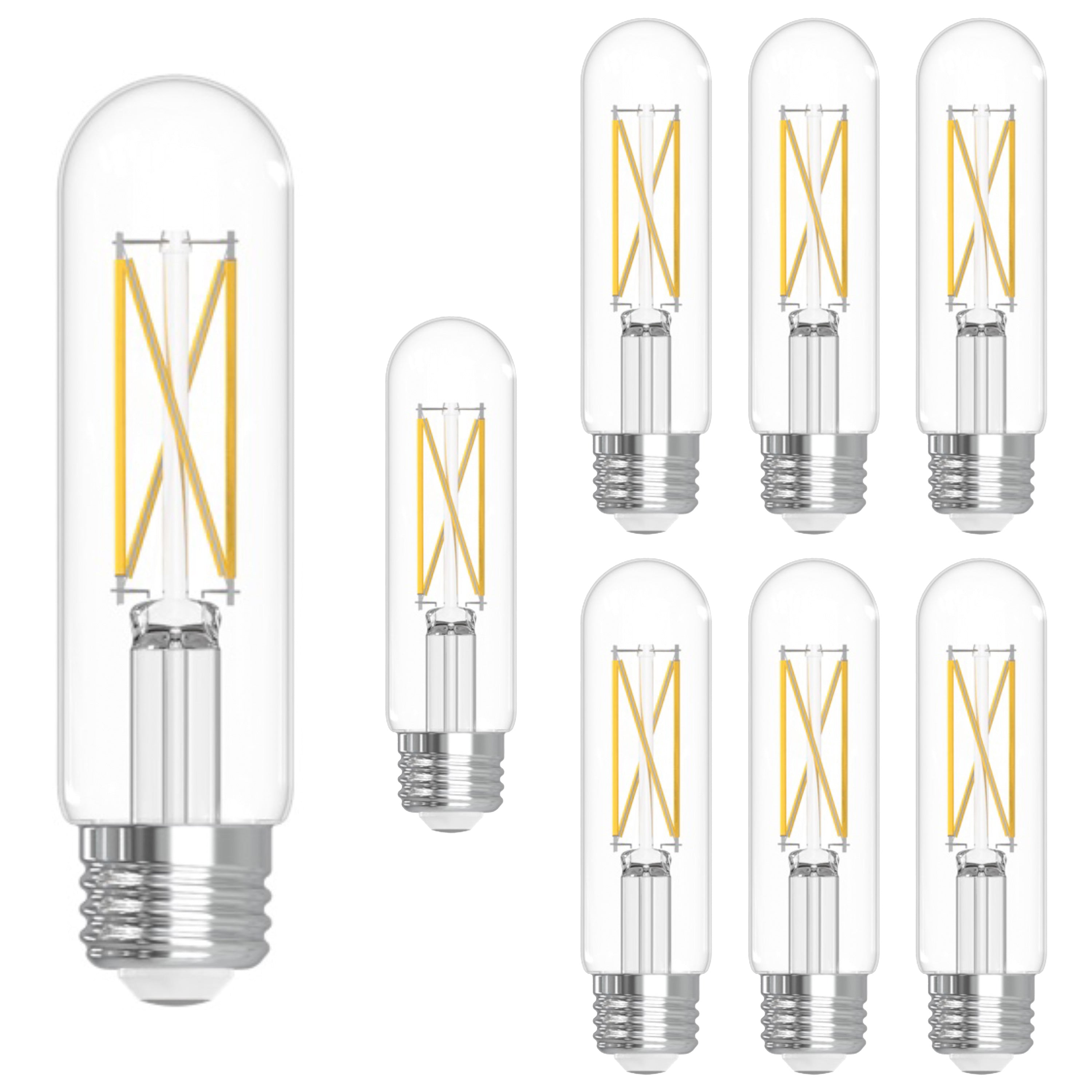 T9 5W Dimmable Clear Filament LED Light Bulb with E26 Base, 3000K, 500 Lumens, 8-Pack