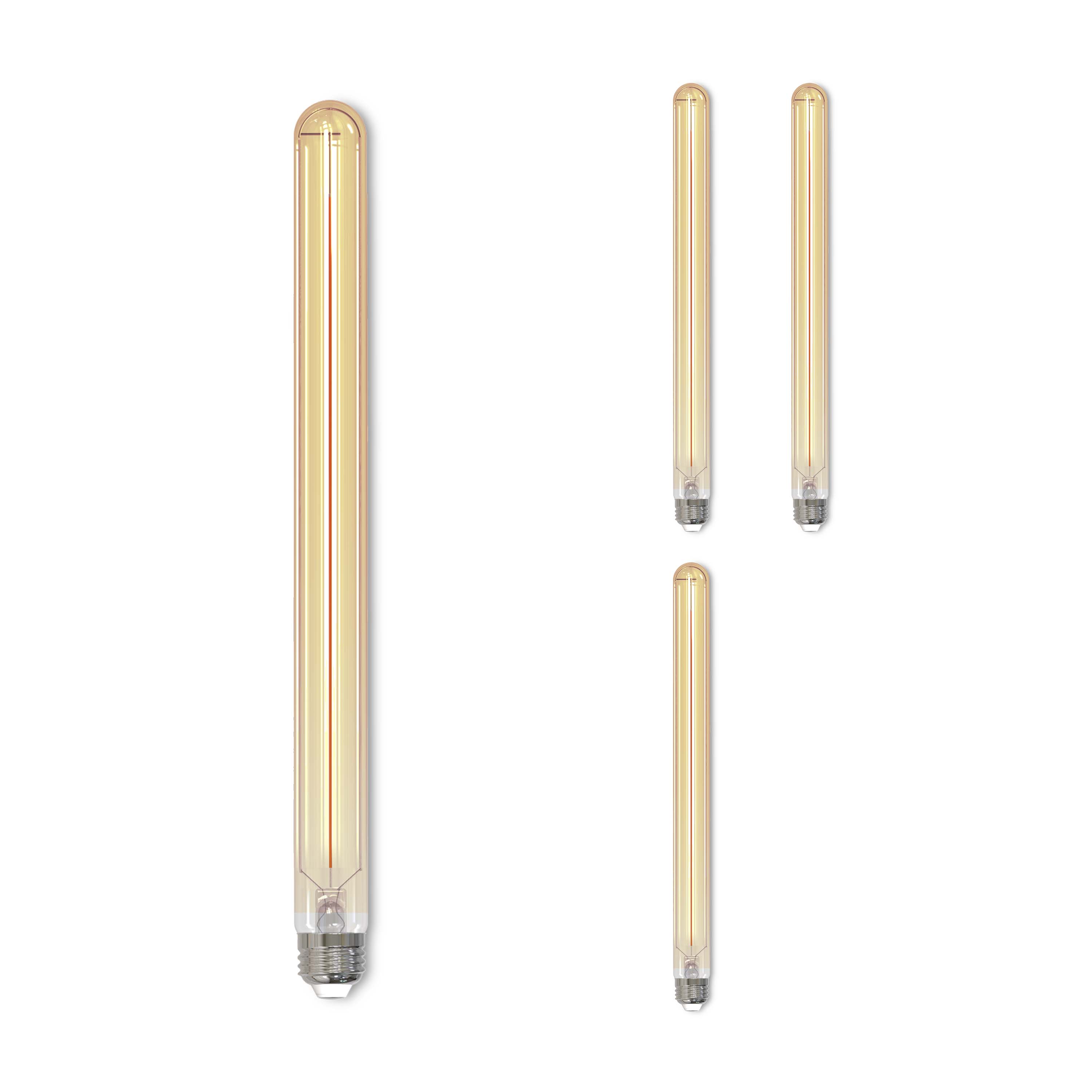 T9L 5W Dimmable Amber Filament LED Light Bulb with E26 Base, 2100K, 400 Lumens, 4-Pack