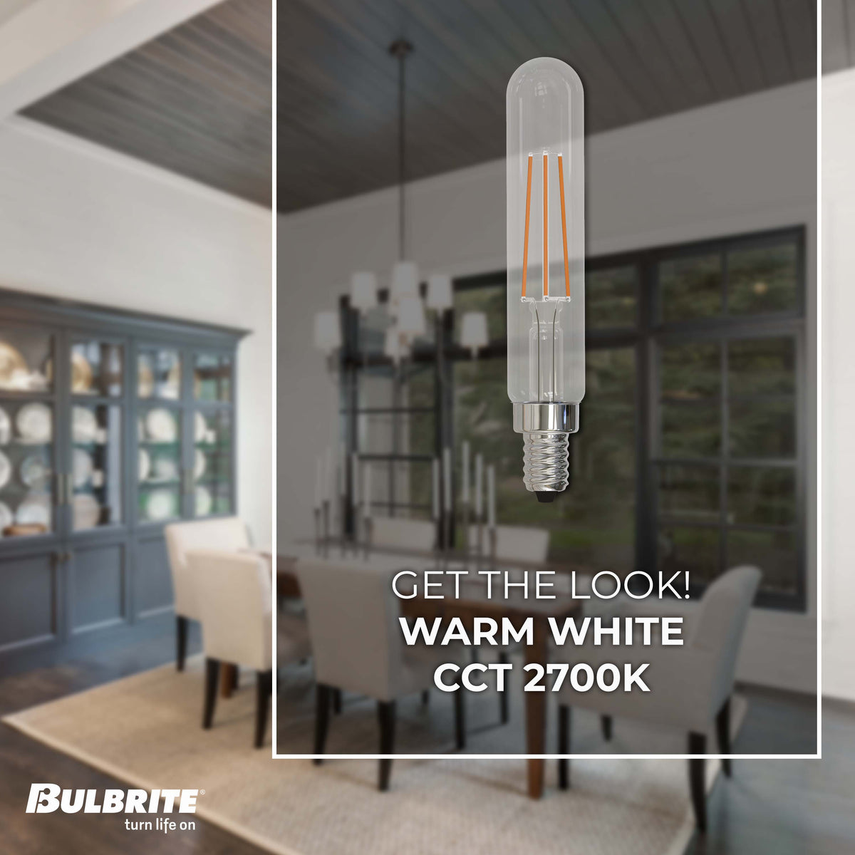 T8 4.5W Dimmable Clear Filament LED Light Bulb with E12 Base, 2700K, 450 Lumens, 3-Pack