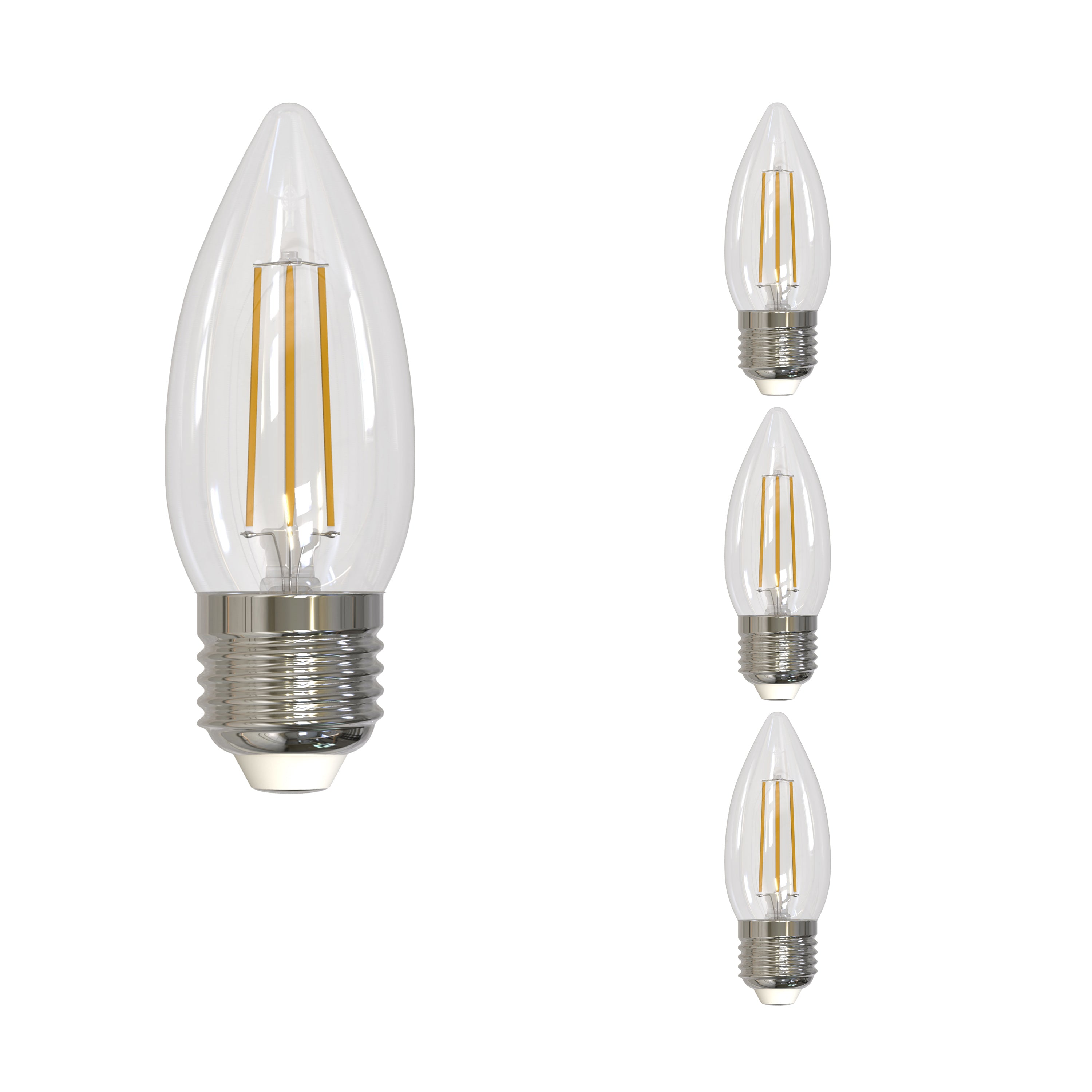 B11 5.5W Dimmable Clear Filament LED Light Bulb with E26 Base, 2700K, 500 Lumens, 4-Pack