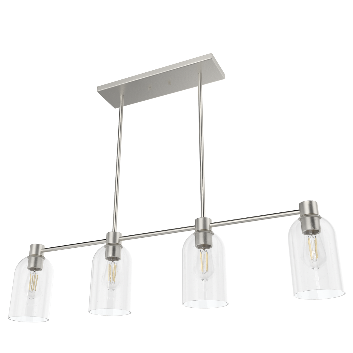 Lochemeade 37.5-inch 4-light Brushed Nickel Linear Chandelier with Clear Seeded Glass