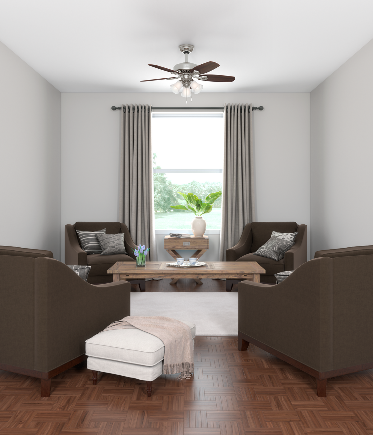 42 inch Builder Brushed Nickel Ceiling Fan with LED Light Kit