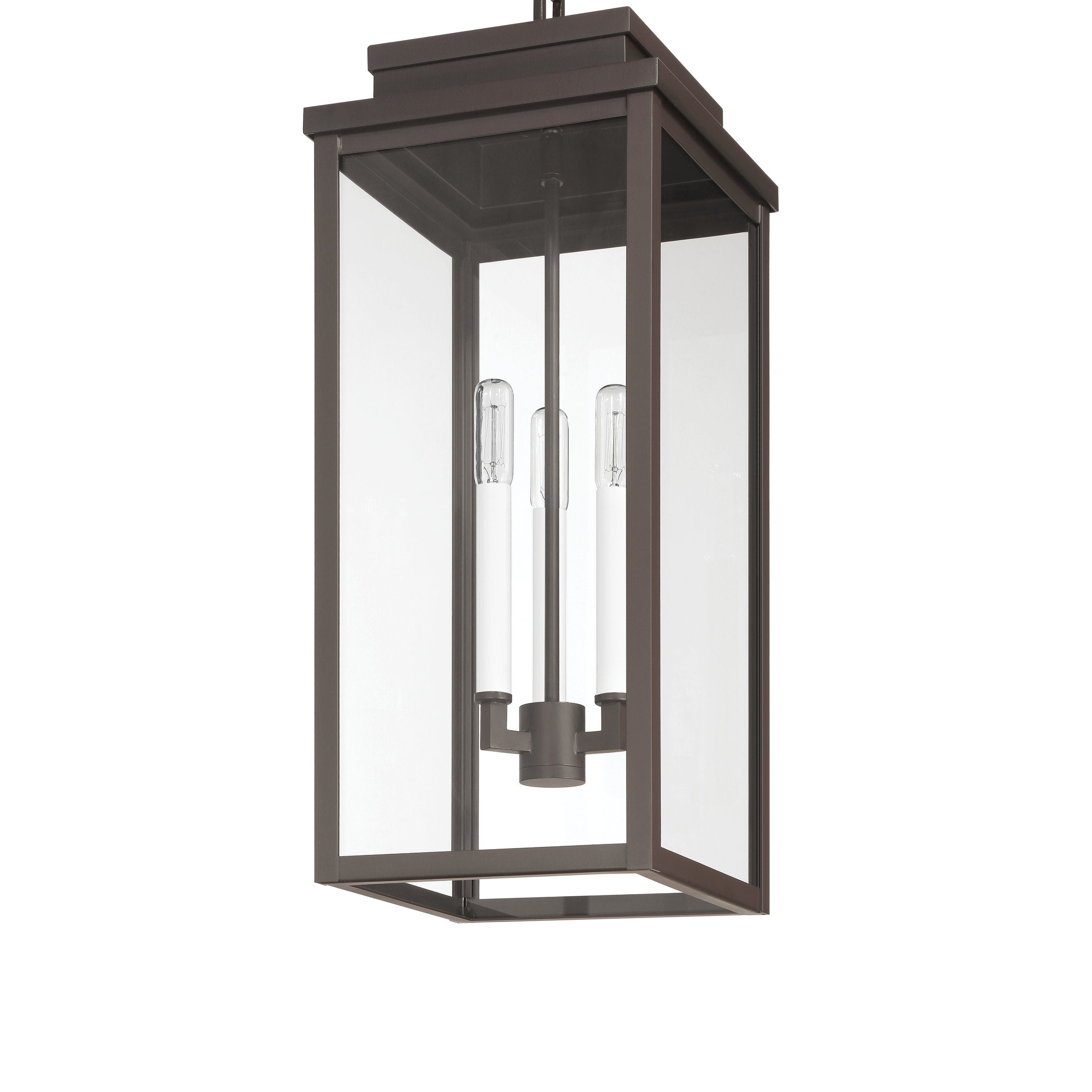Hillside 9-inch 3-light Dark Bronze Exterior Pendant Light with Clear Glass