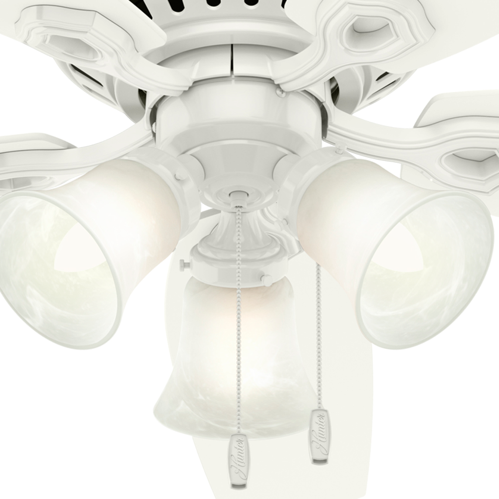 52 inch Builder Snow White Low Profile Ceiling Fan with LED Light Kit and Pull Chain