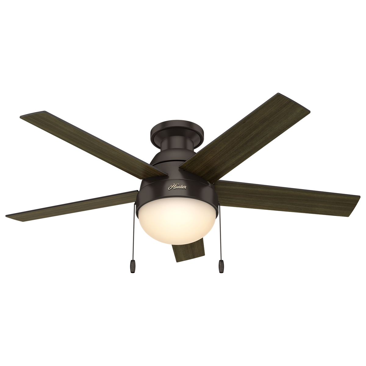 46 inch Anslee Premier Bronze Low Profile Ceiling Fan with LED Light Kit and Pull Chain