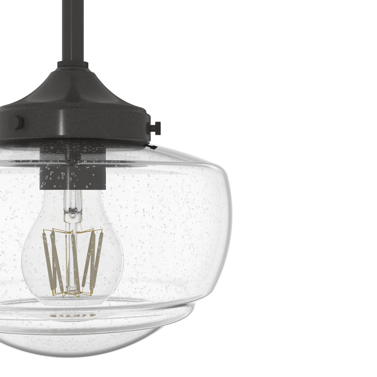 Saddle Creek 7.5-inch 1-light Noble Bronze Schoolhouse Pendant with Seeded Glass