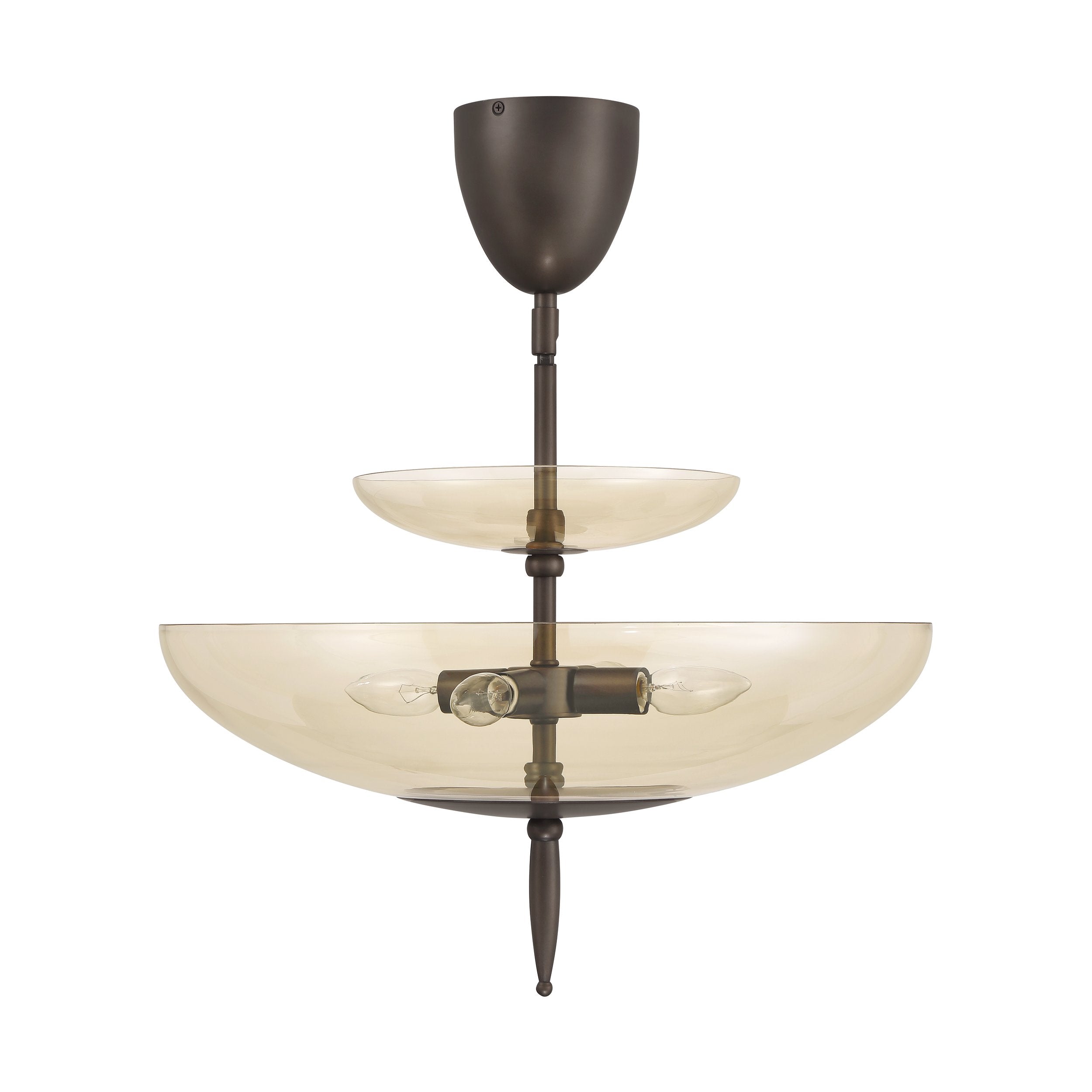 Fiorello 21-inch 4-light Forged Bronze Convertible Pendant with Smoked Amber Glass Shades