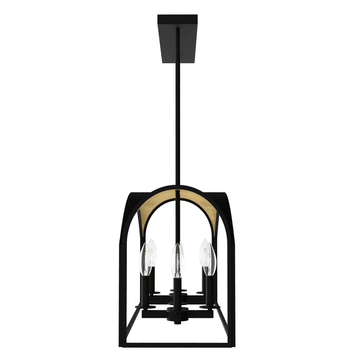 Dukestown 41-inch 8-light Natural Black Iron and Gold Leaf Linear Chandelier