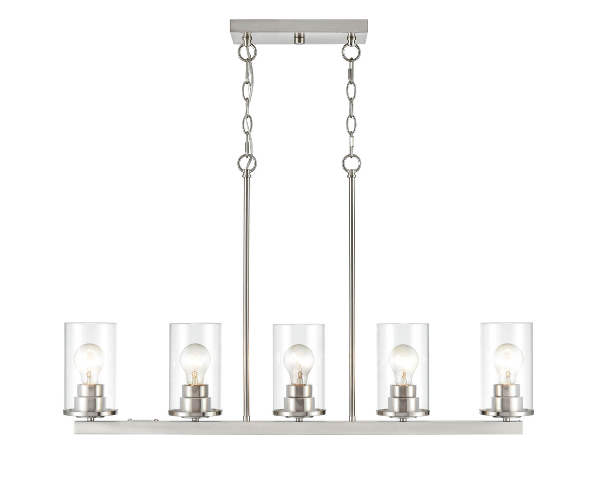 40-inch Verlana Brushed Nickel 5-Light Clear Glass Linear Chandelier