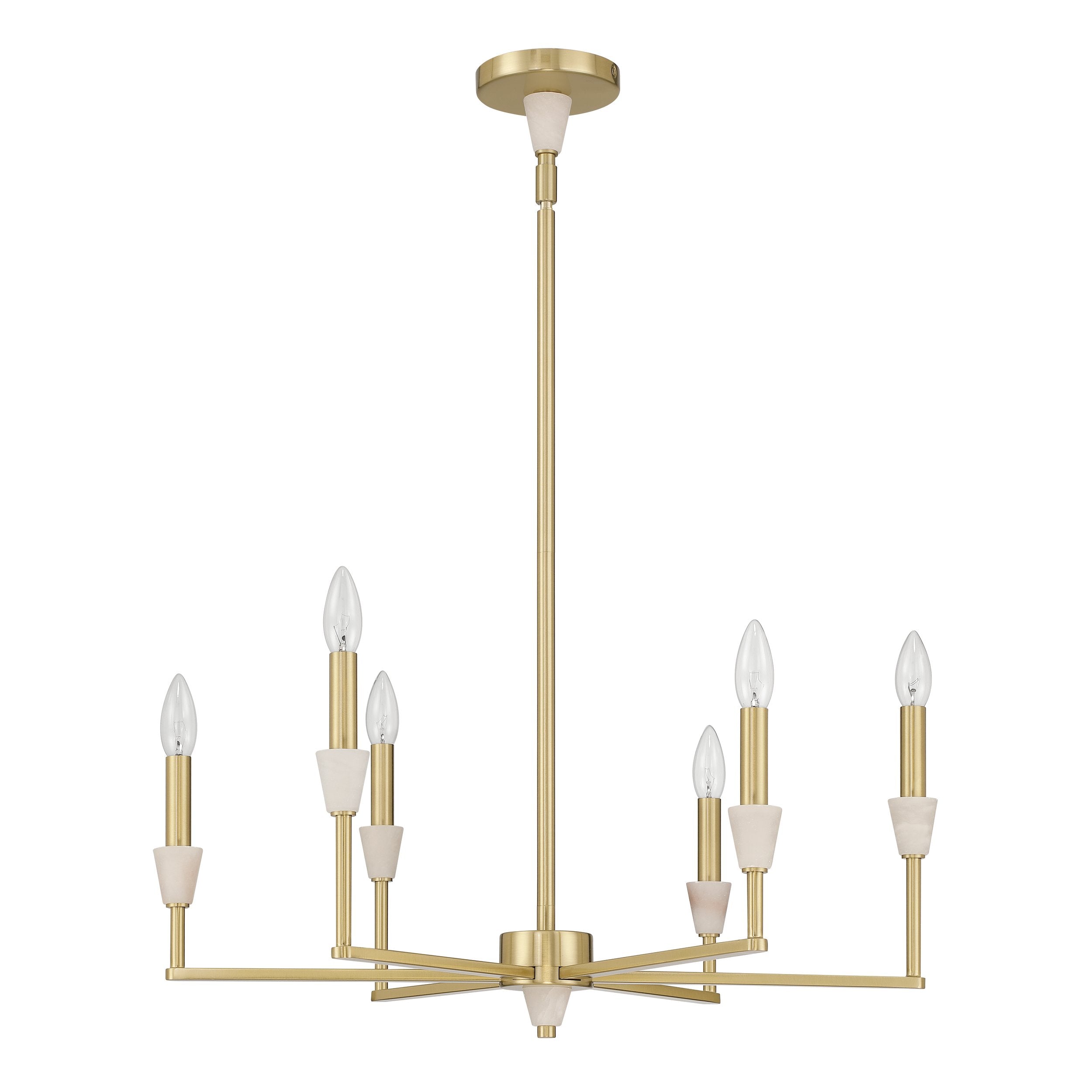 Montclair 26-inch 6-light Brushed Gold and Natural Alabaster Chandelier
