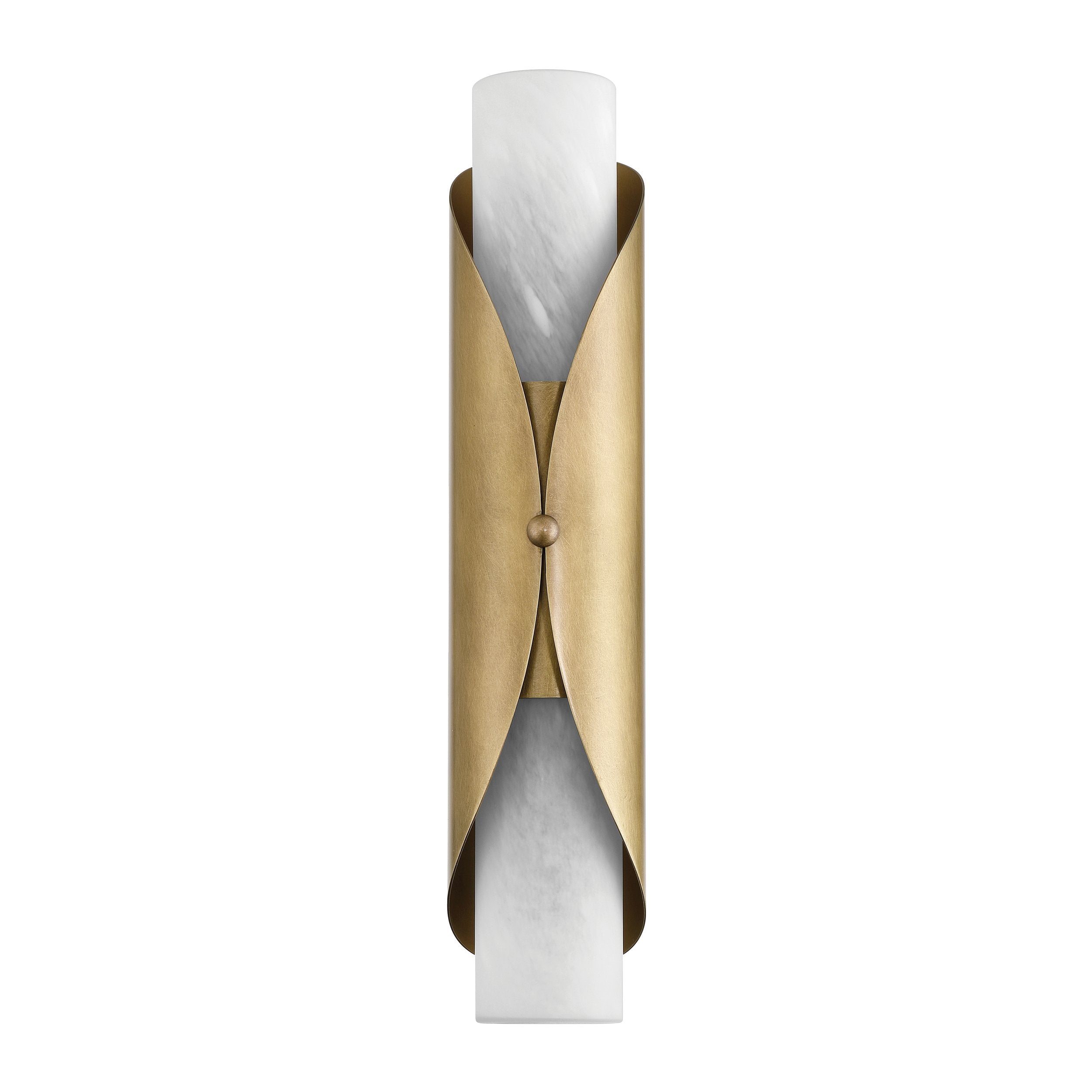 Crescendo 18-inch 2-light Natural Brass Wall Sconce with Alabaster Glass