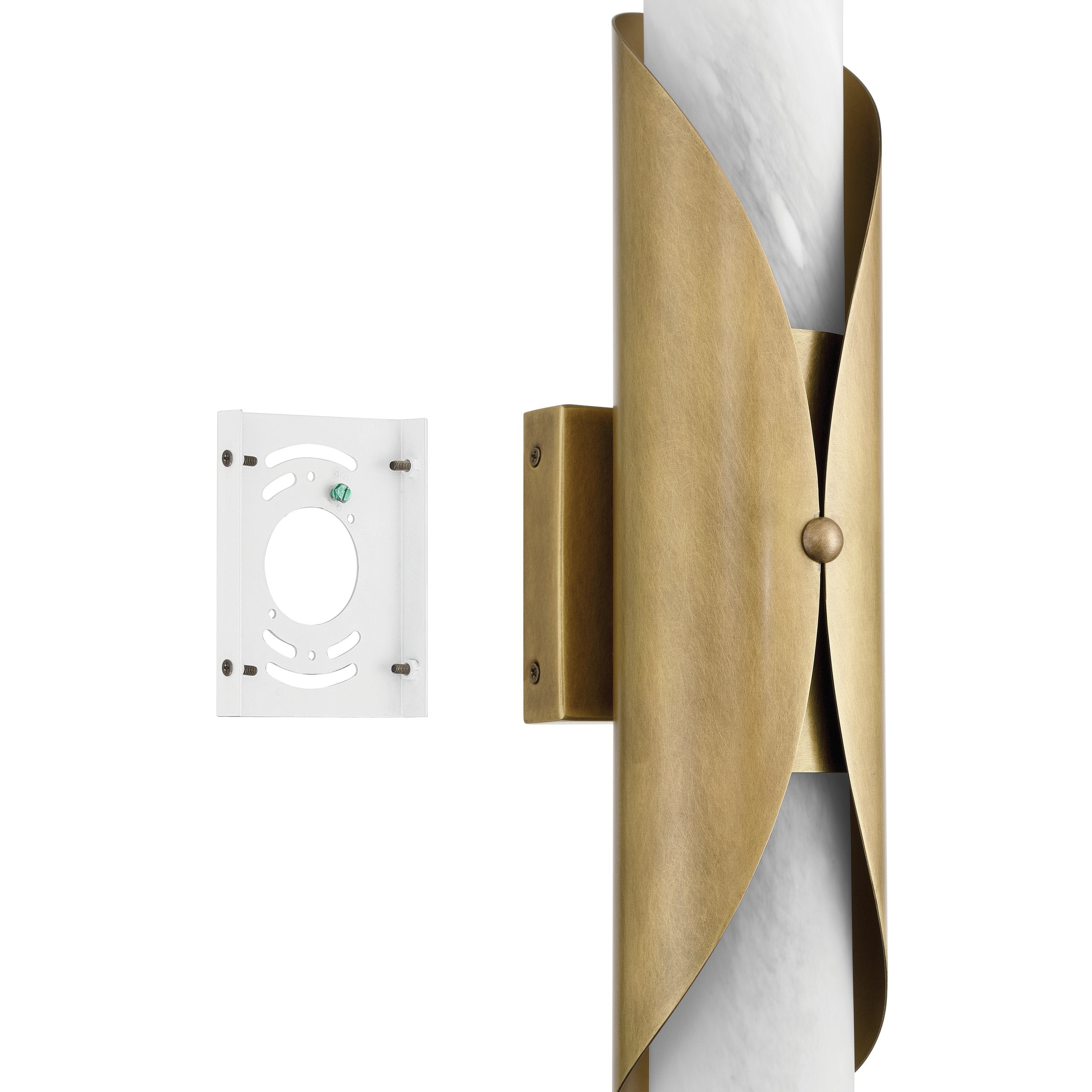 Crescendo 18-inch 2-light Natural Brass Wall Sconce with Alabaster Glass