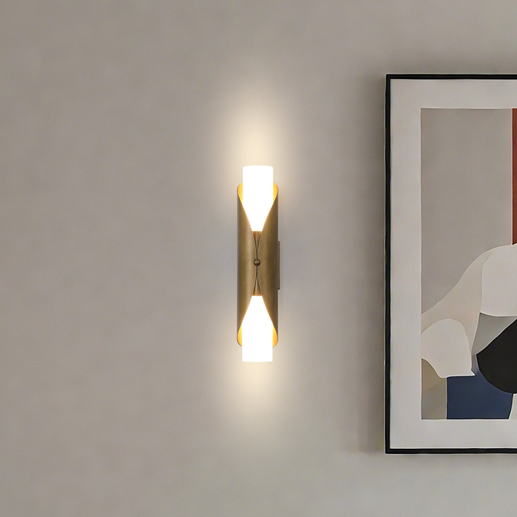Crescendo 18-inch 2-light Natural Brass Wall Sconce with Alabaster Glass
