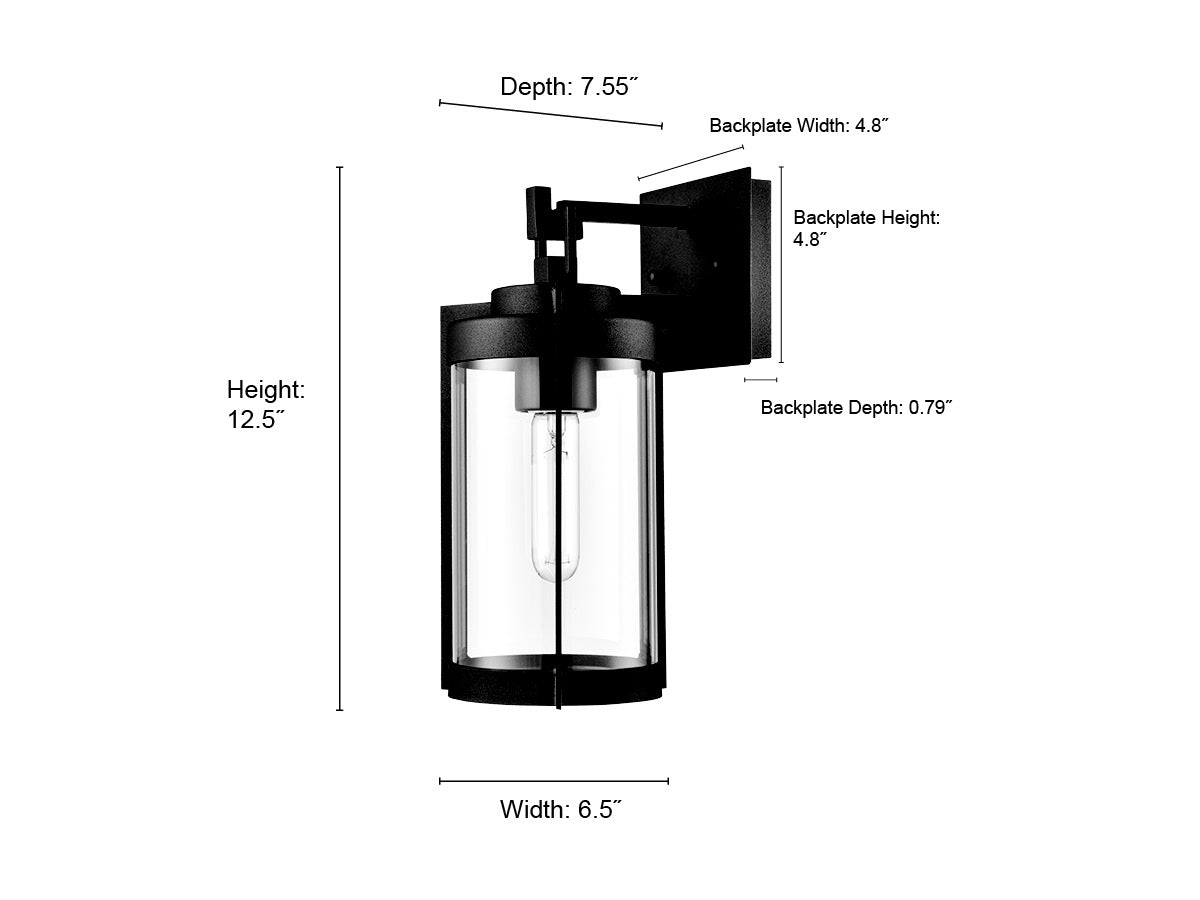 12.5-inch Ellway Textured Black 1-Light Outdoor Wall Sconce