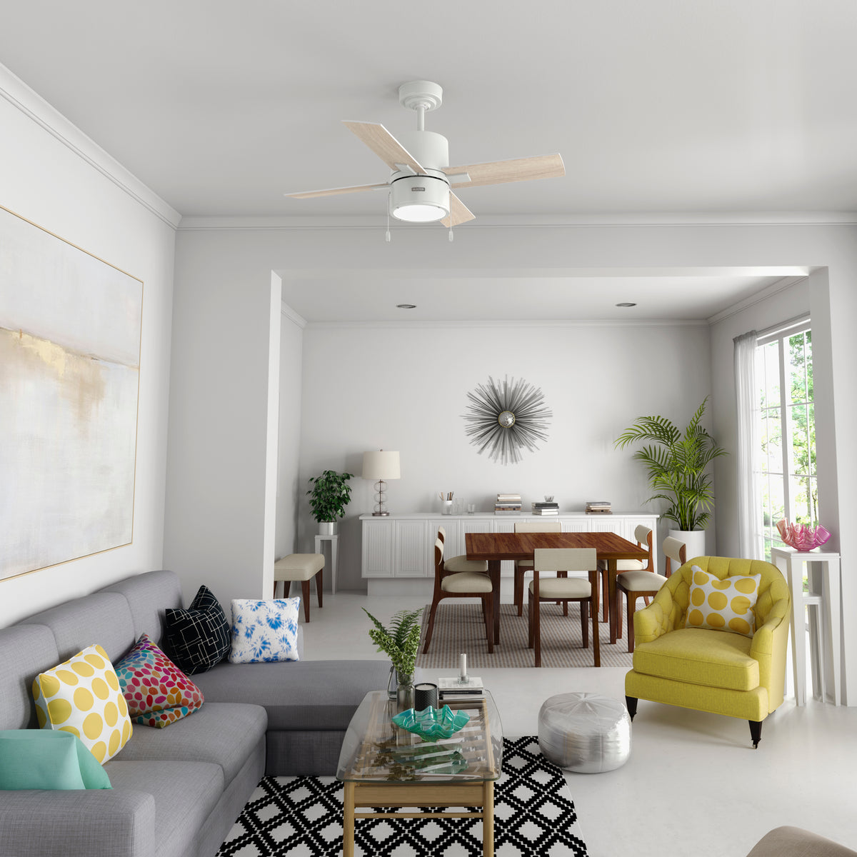 42 inch Beck Fresh White Ceiling Fan with LED Light Kit and Pull Chain