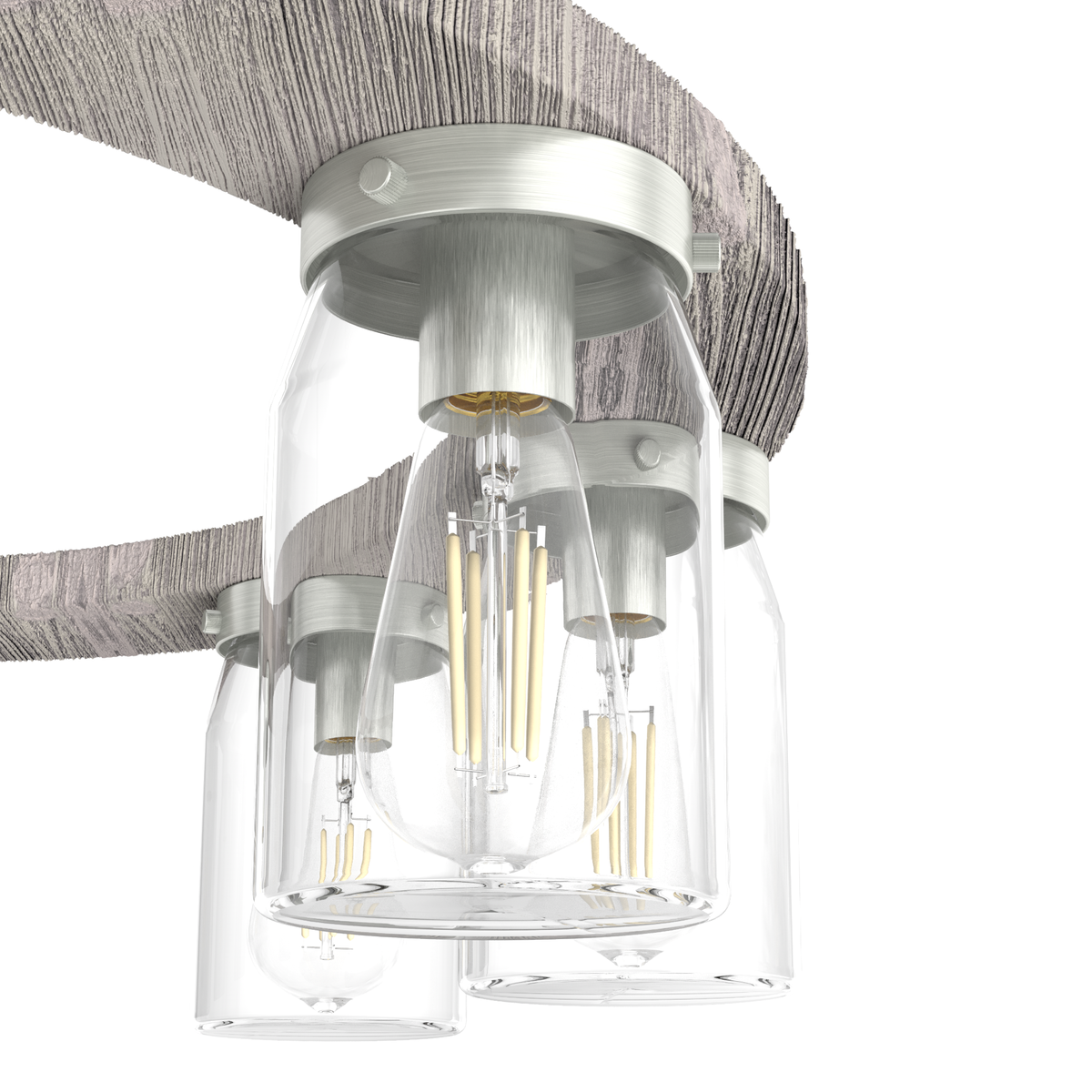 Devon Park 31-inch 9-light Brushed Nickel and Grey Wood Chandelier with Clear Glass