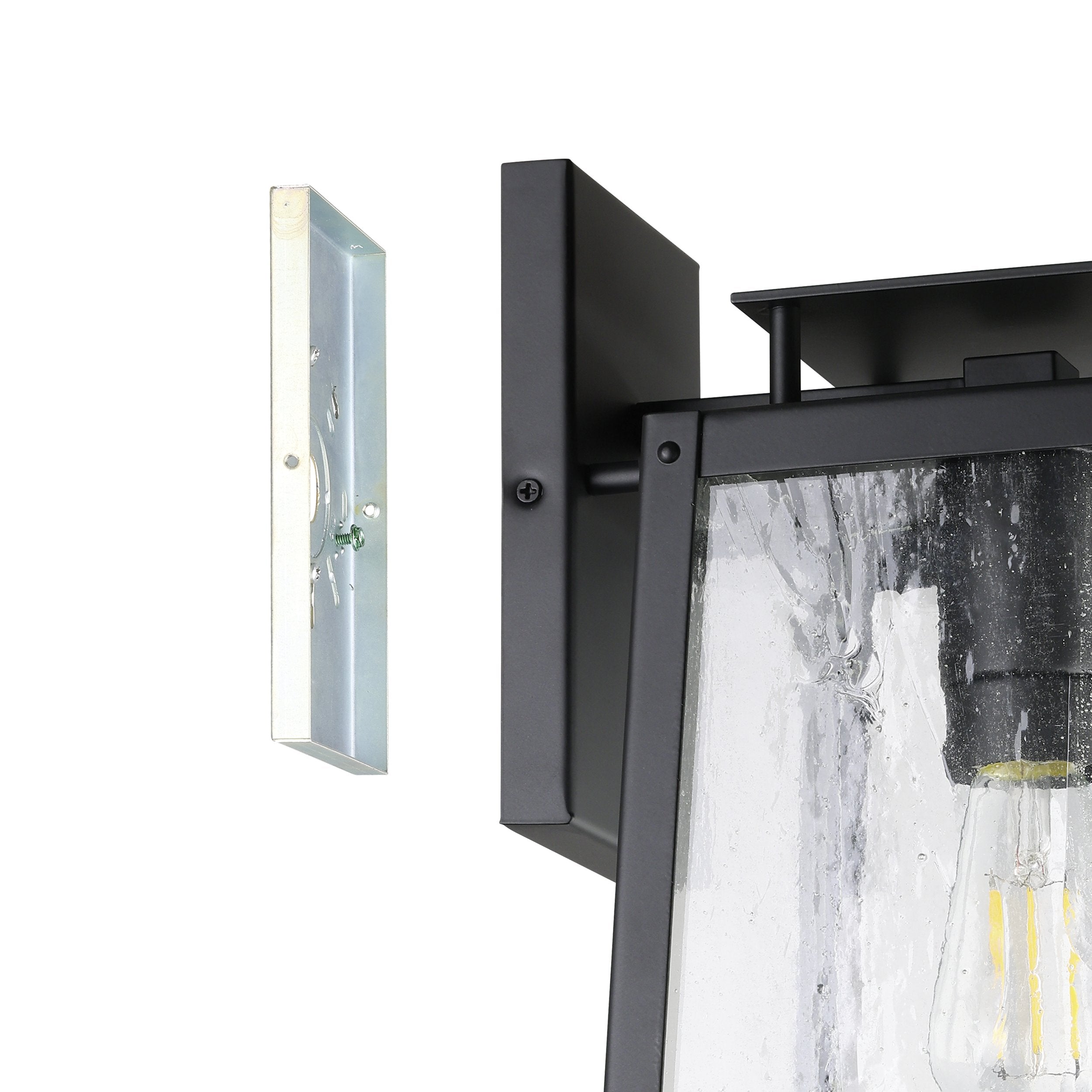 Salford 17-inch 1-light Matte Black Exterior Wall Sconce with Clear Antique Glass