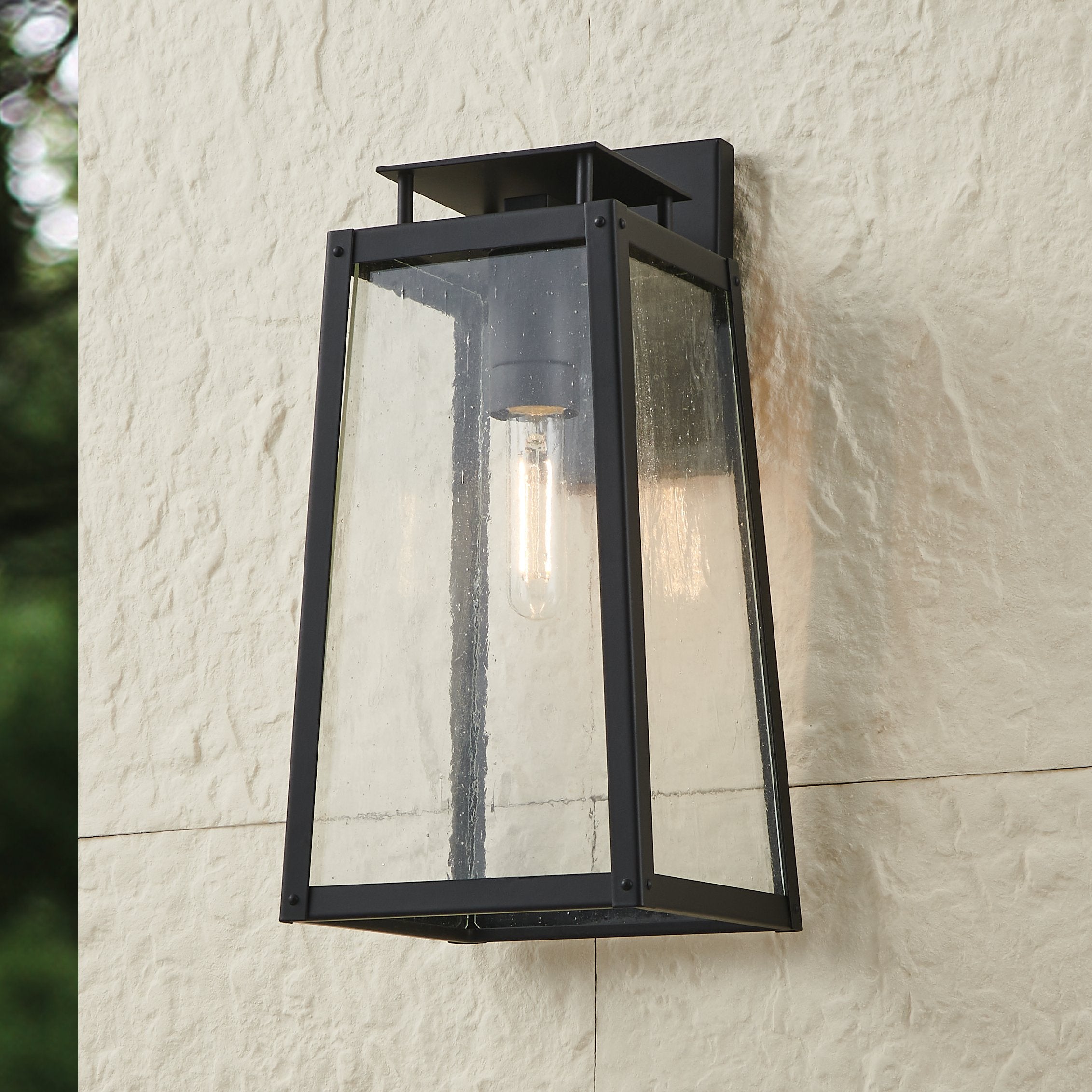 Salford 17-inch 1-light Matte Black Exterior Wall Sconce with Clear Antique Glass