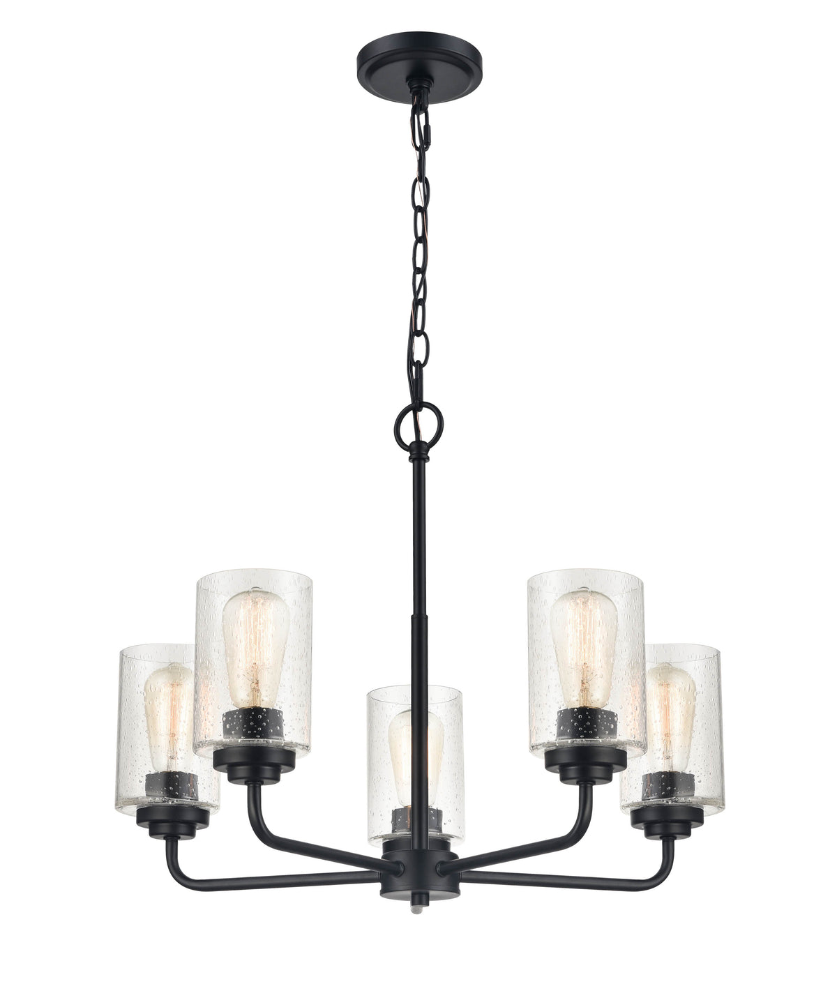 18.75'' Moven Matte Black 5 Light Chandelier