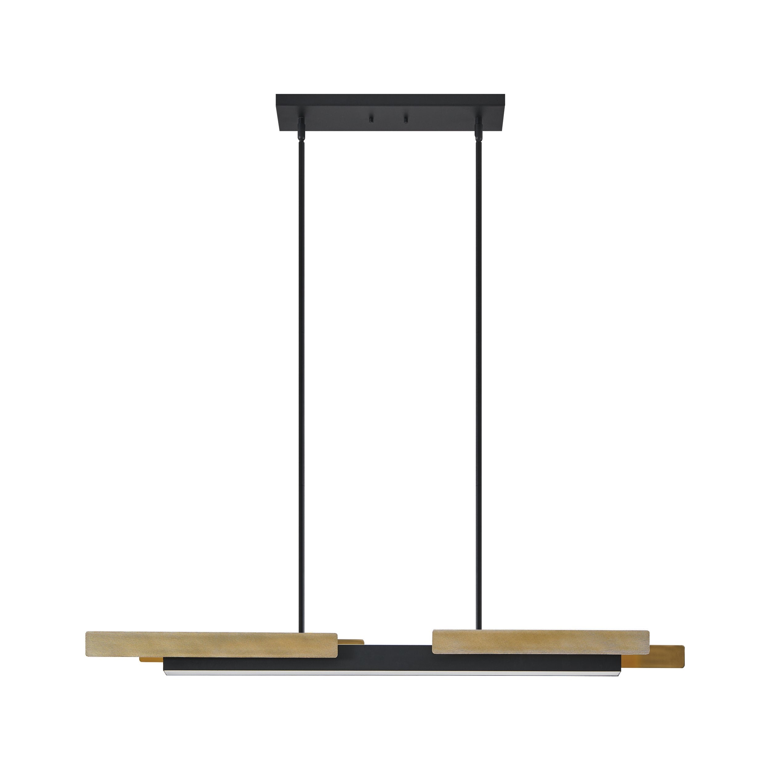 Grazia 48-inch 2-light Matte Black and Brushed Gold LED Linear Chandelier