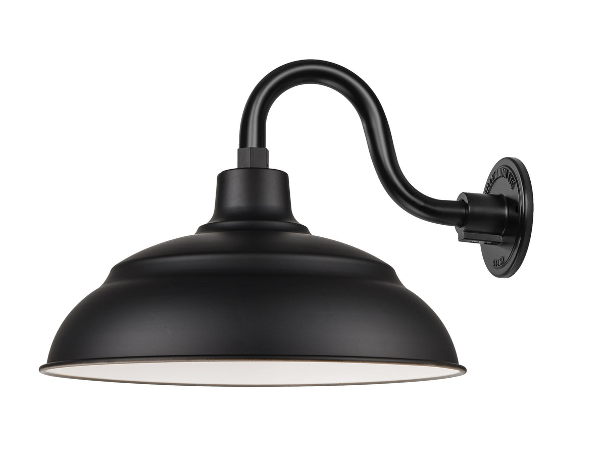 14 x 12-inch R Series Satin Black Tapered Warehouse Shade