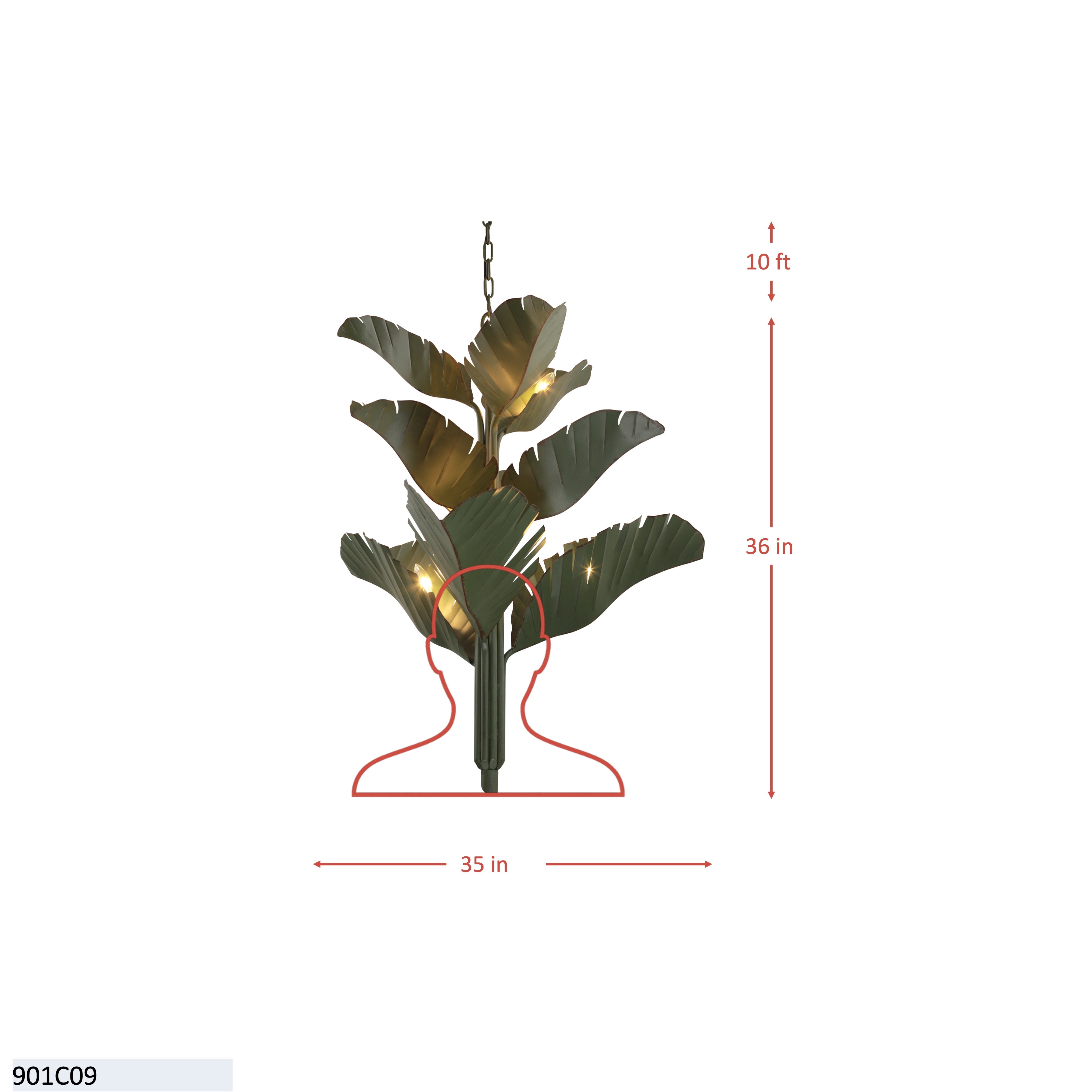 Banana Leaf 9 Light Chandelier