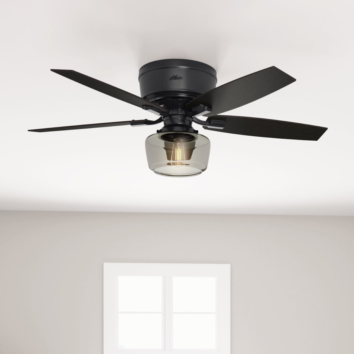 52 inch Bennett Matte Black Low Profile Ceiling Fan with LED Light Kit and Handheld Remote