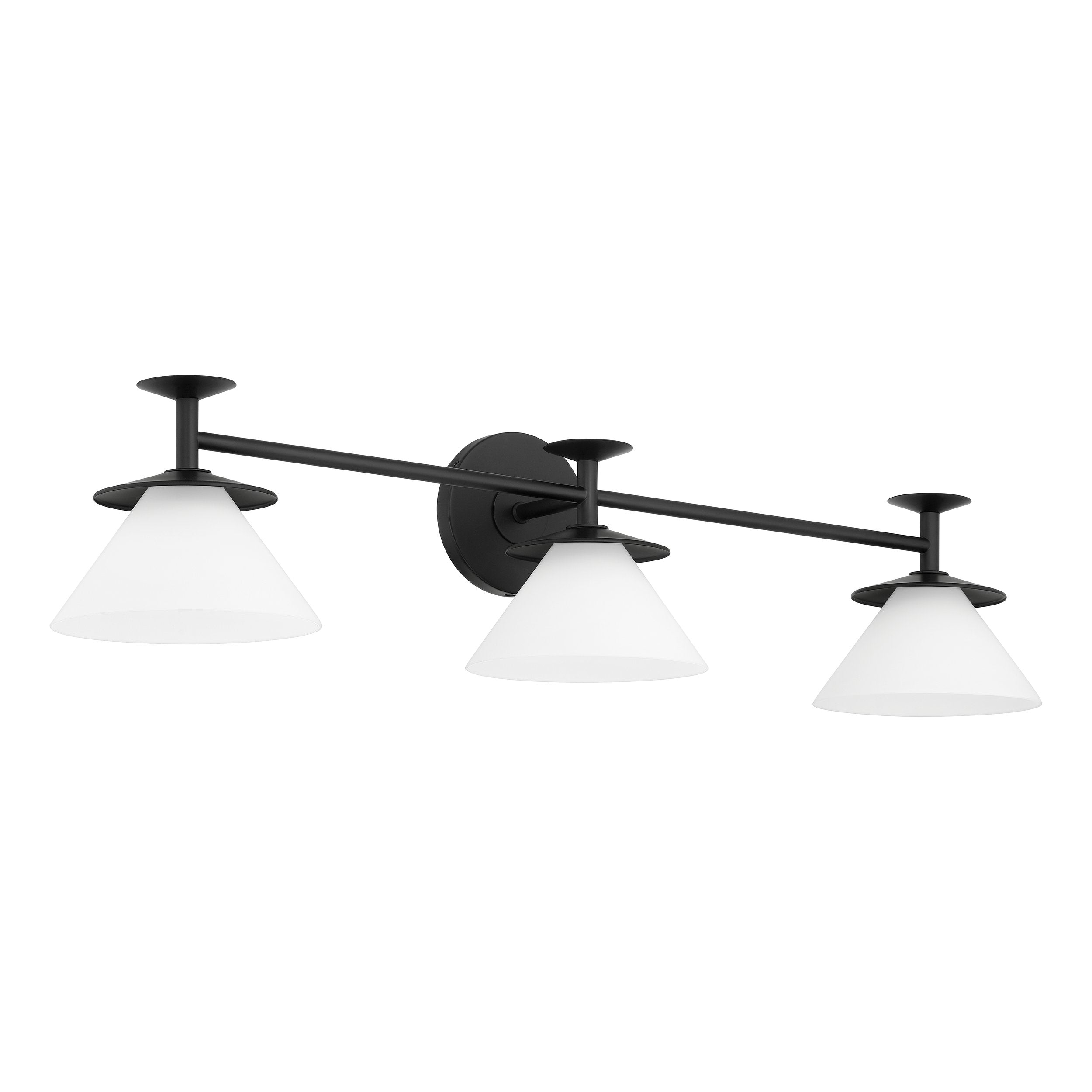 Tremolo 33-inch 3-light Matte Black and Champagne Gold Vanity Light with Etched Opal Glass