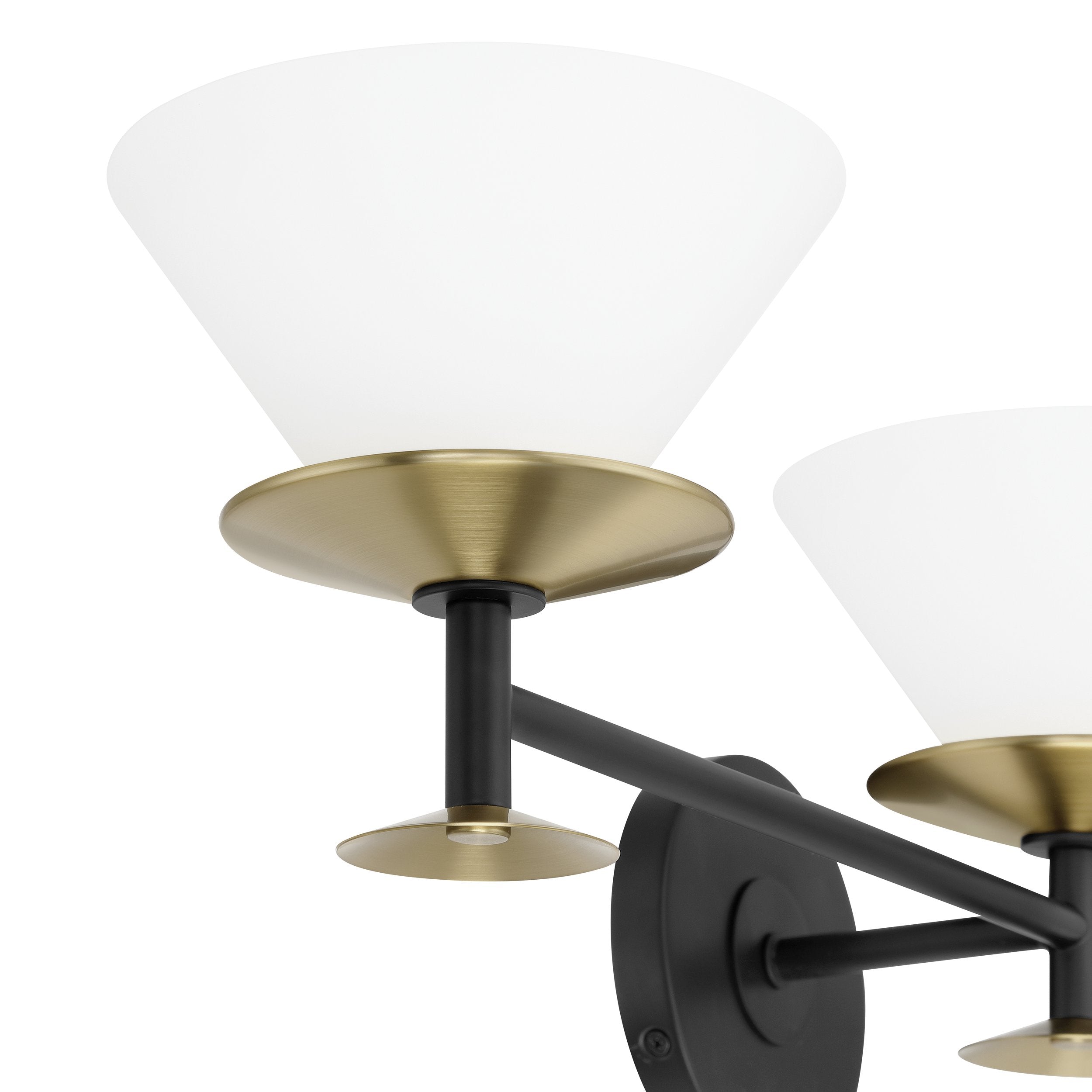 Tremolo 33-inch 3-light Matte Black and Champagne Gold Vanity Light with Etched Opal Glass