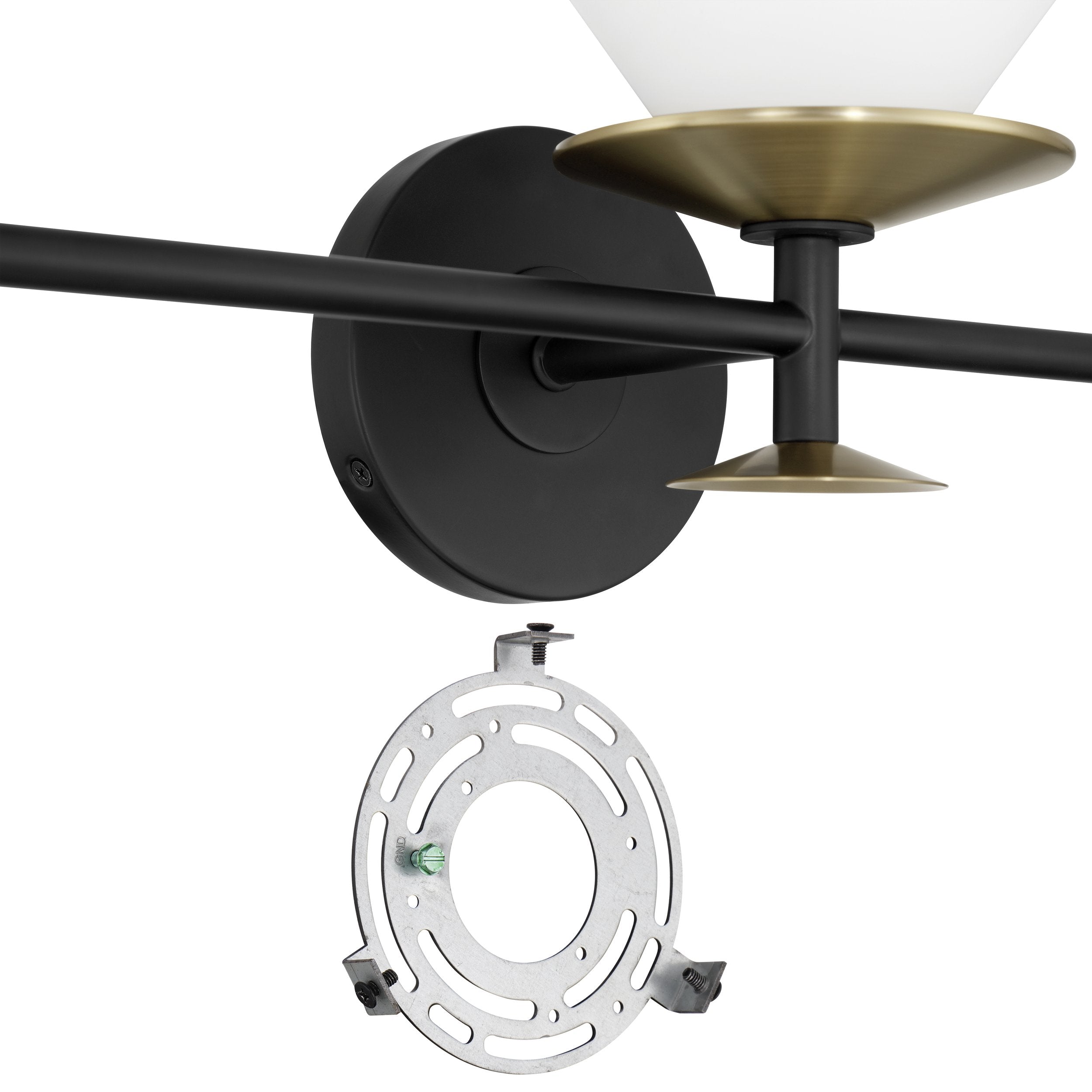 Tremolo 33-inch 3-light Matte Black and Champagne Gold Vanity Light with Etched Opal Glass