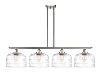 Bell 48-Inch 4-Light Stem-Hung Island Light with LED Bulbs 8-Inch Extension 11.5-Inch Shade Sloped-Ceiling Compatible