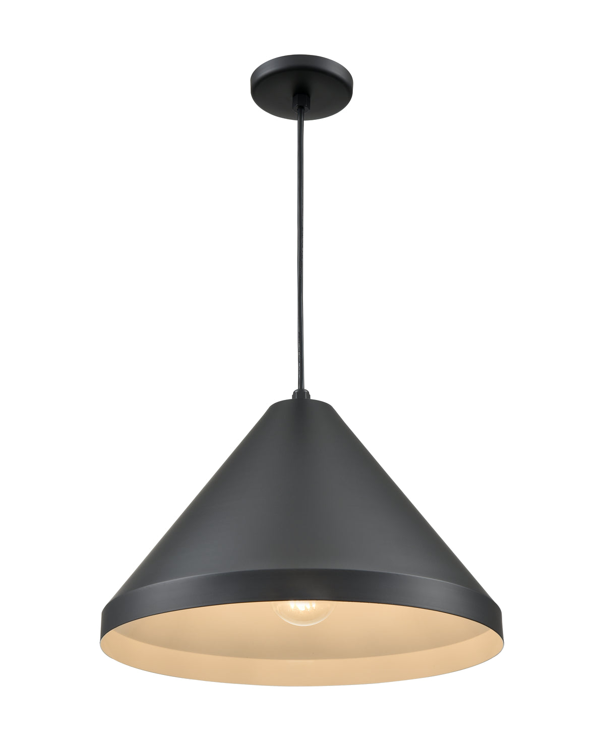 13 x 11-inch R Series Satin Black 1-Light Black Glass Cone Pendant Light