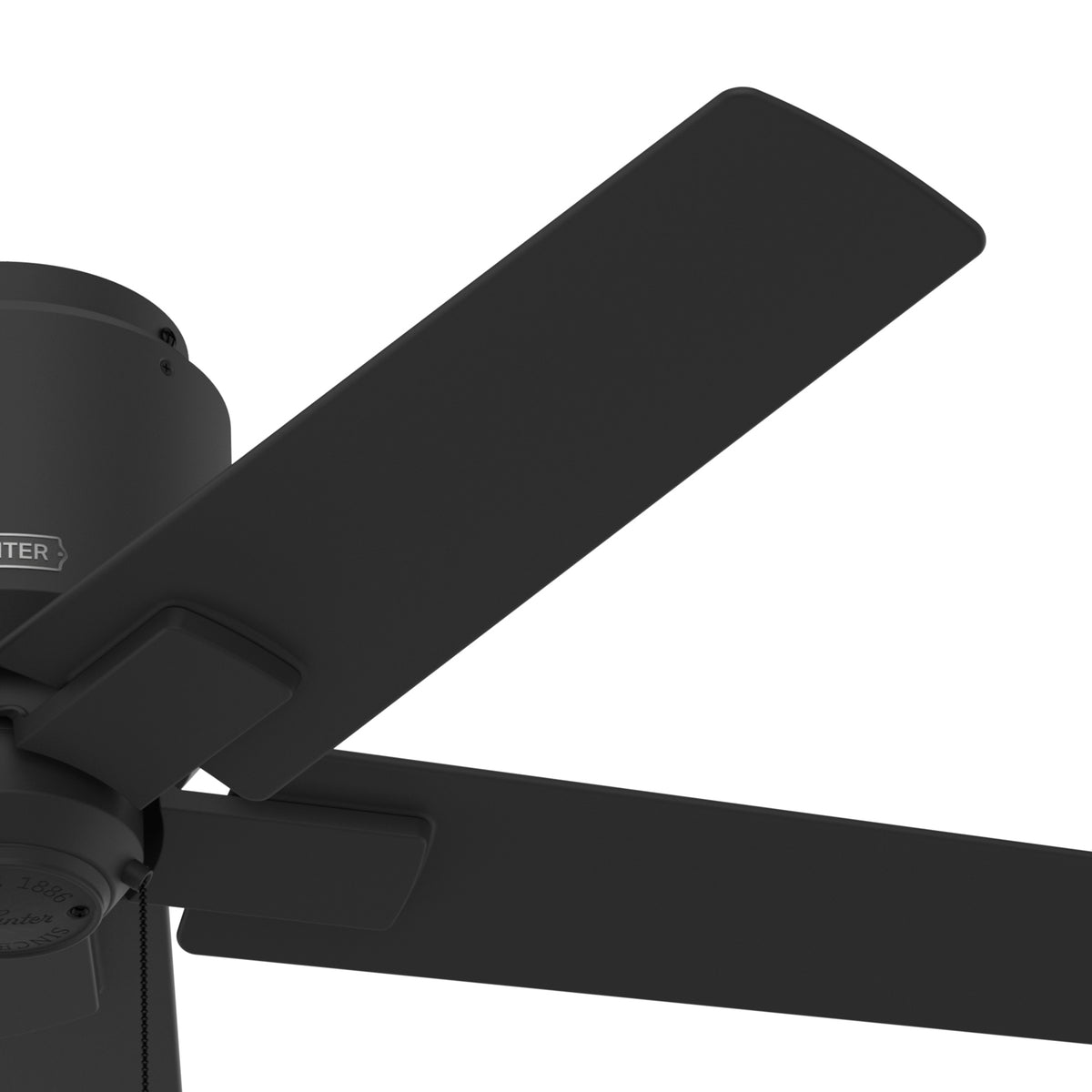 44 inch Terrace Cove Matte Black Low Profile Damp Rated Ceiling Fan and Pull Chain