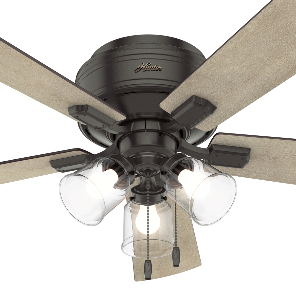 52 inch Crestfield Noble Bronze Low Profile Ceiling Fan with LED Light Kit and Pull Chain