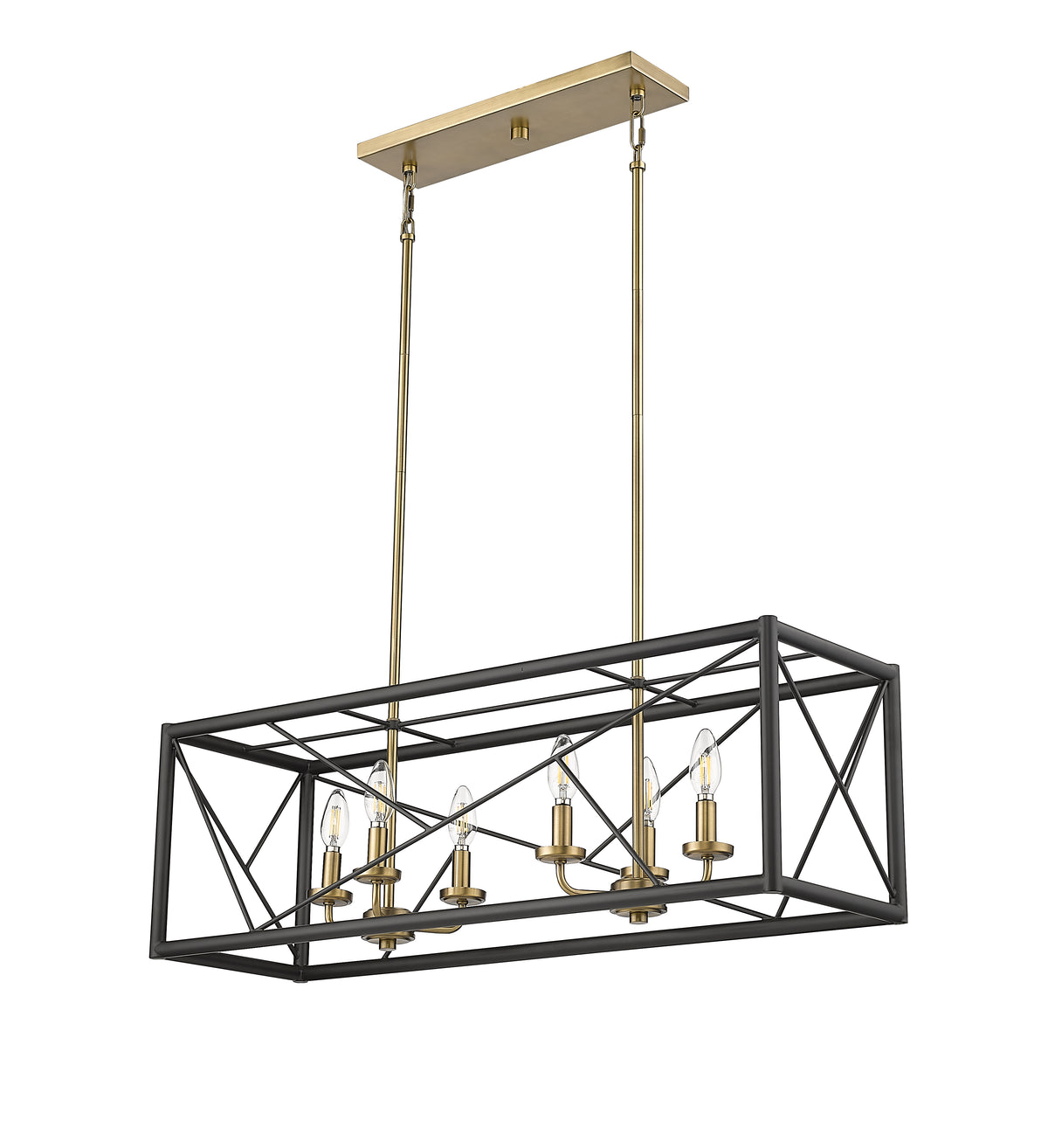 11'' Surrey Matte Black/Vintage Brass 6 Light Linear Chandelier