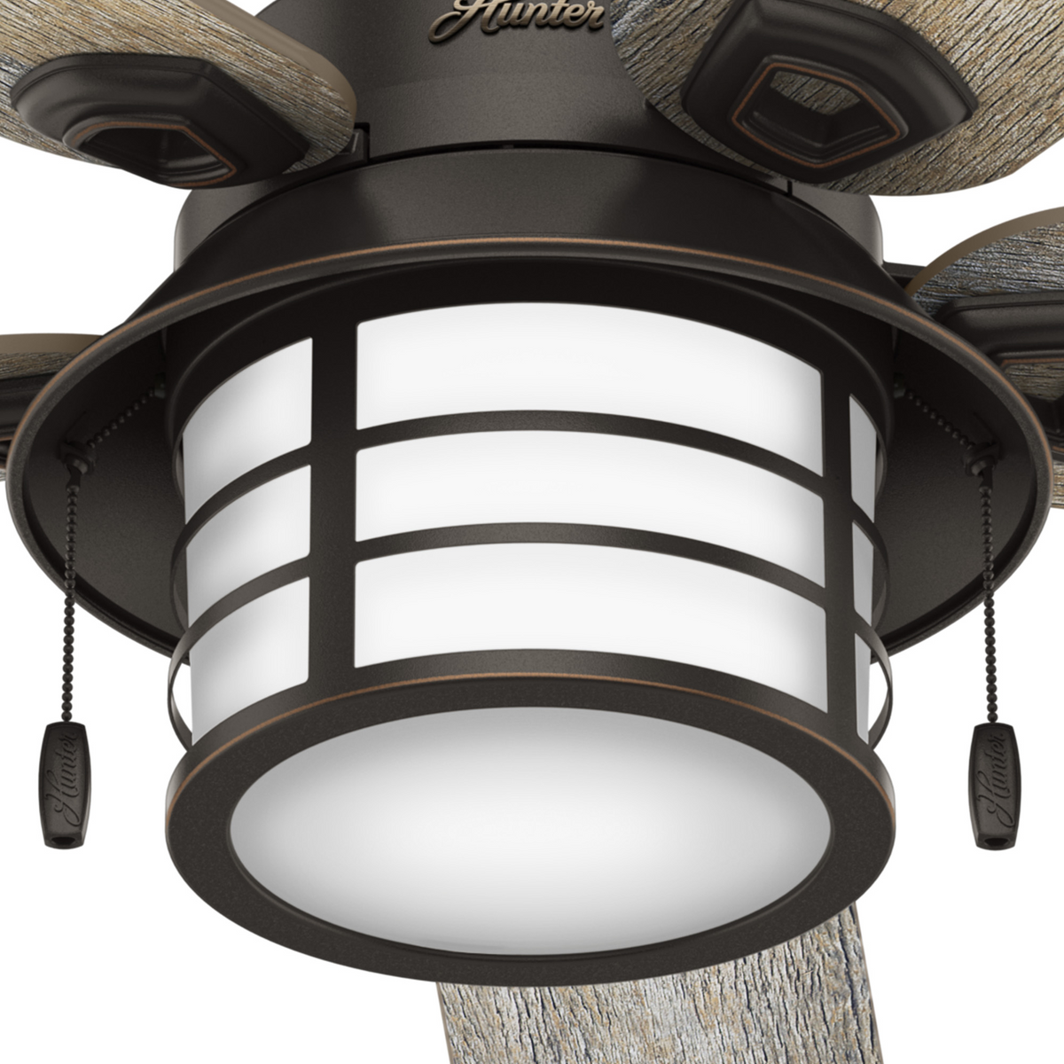 54 inch Key Biscayne Onyx Bengal Damp Rated Ceiling Fan with LED Light Kit and Pull Chain