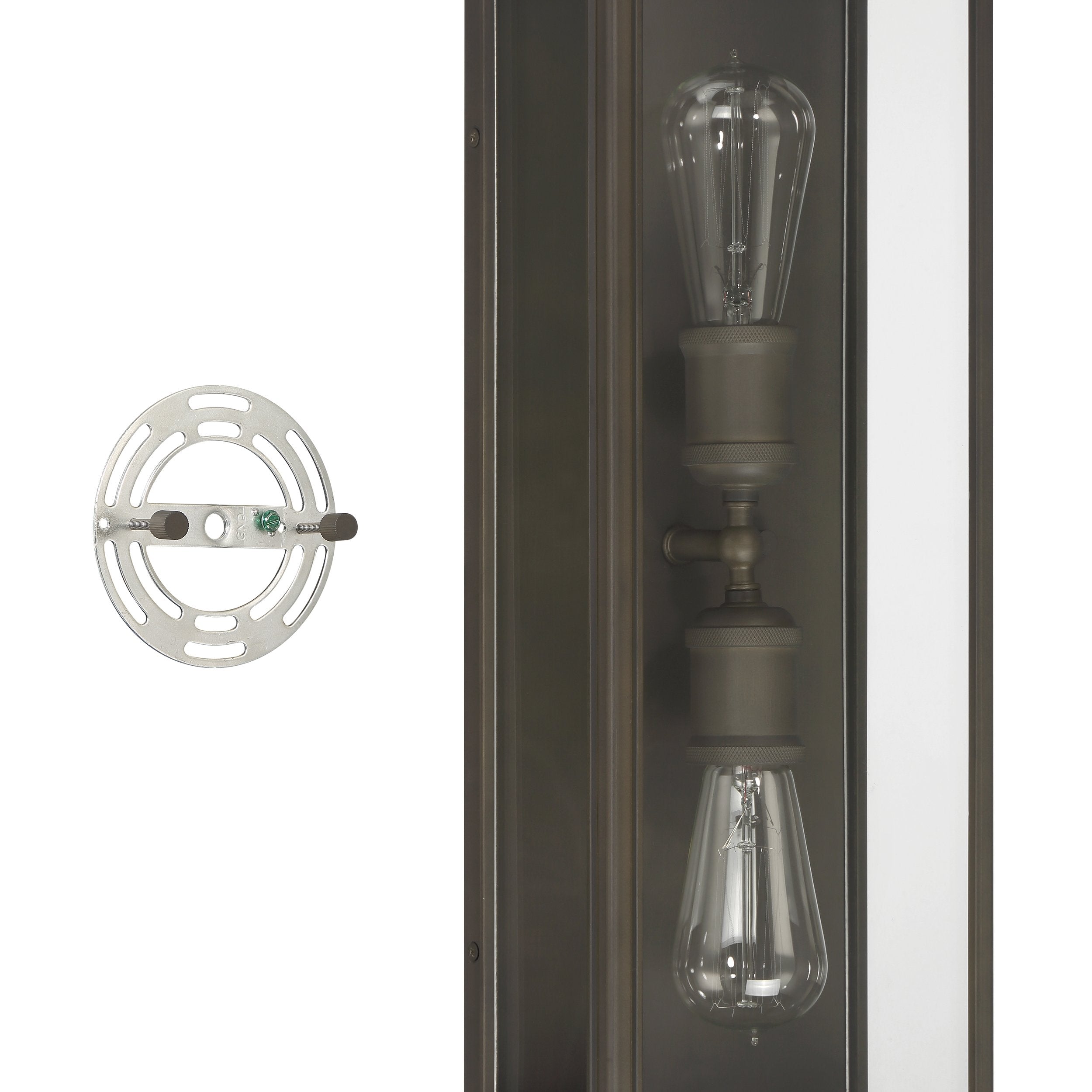 Hollis 20-inch 2-light Blackened Brass Exterior Wall Sconce with Clear Glass