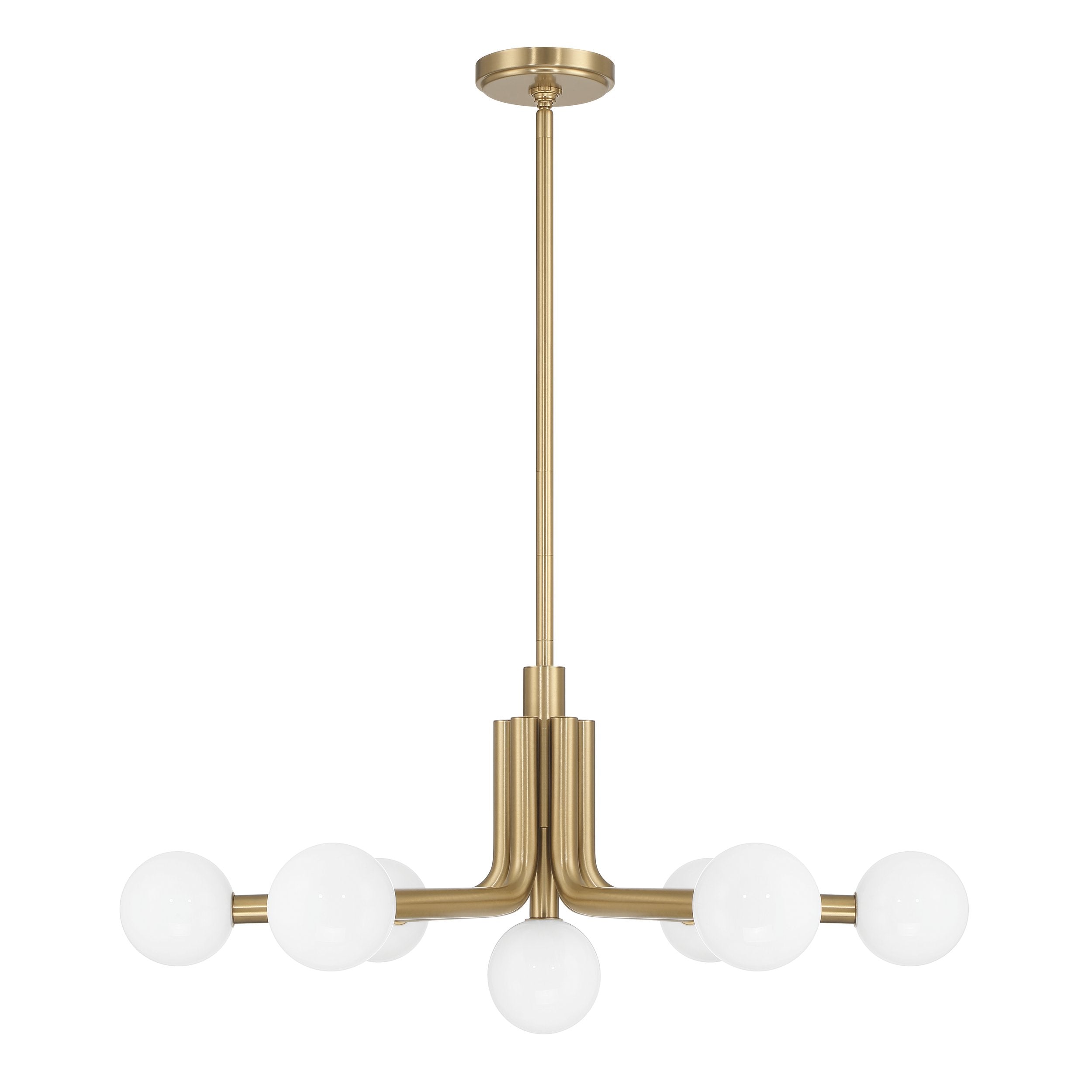 Stockholm 29-inch 7-light Champagne Gold Chandelier with Opal Glass Shades
